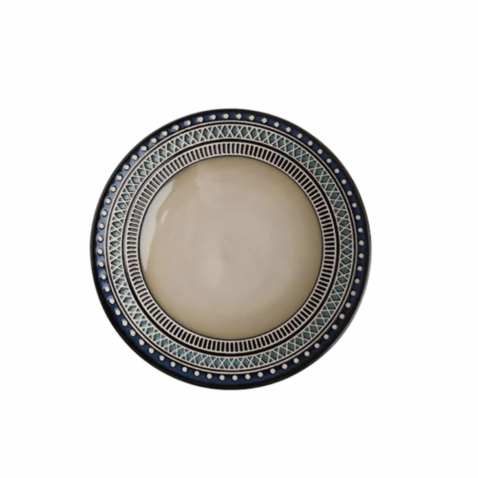 Ceramiczne talerze obiadowe w stylu vintage - talerze do steków w stylu zachodnim, 20 cm zastawa stołowa do jadalni