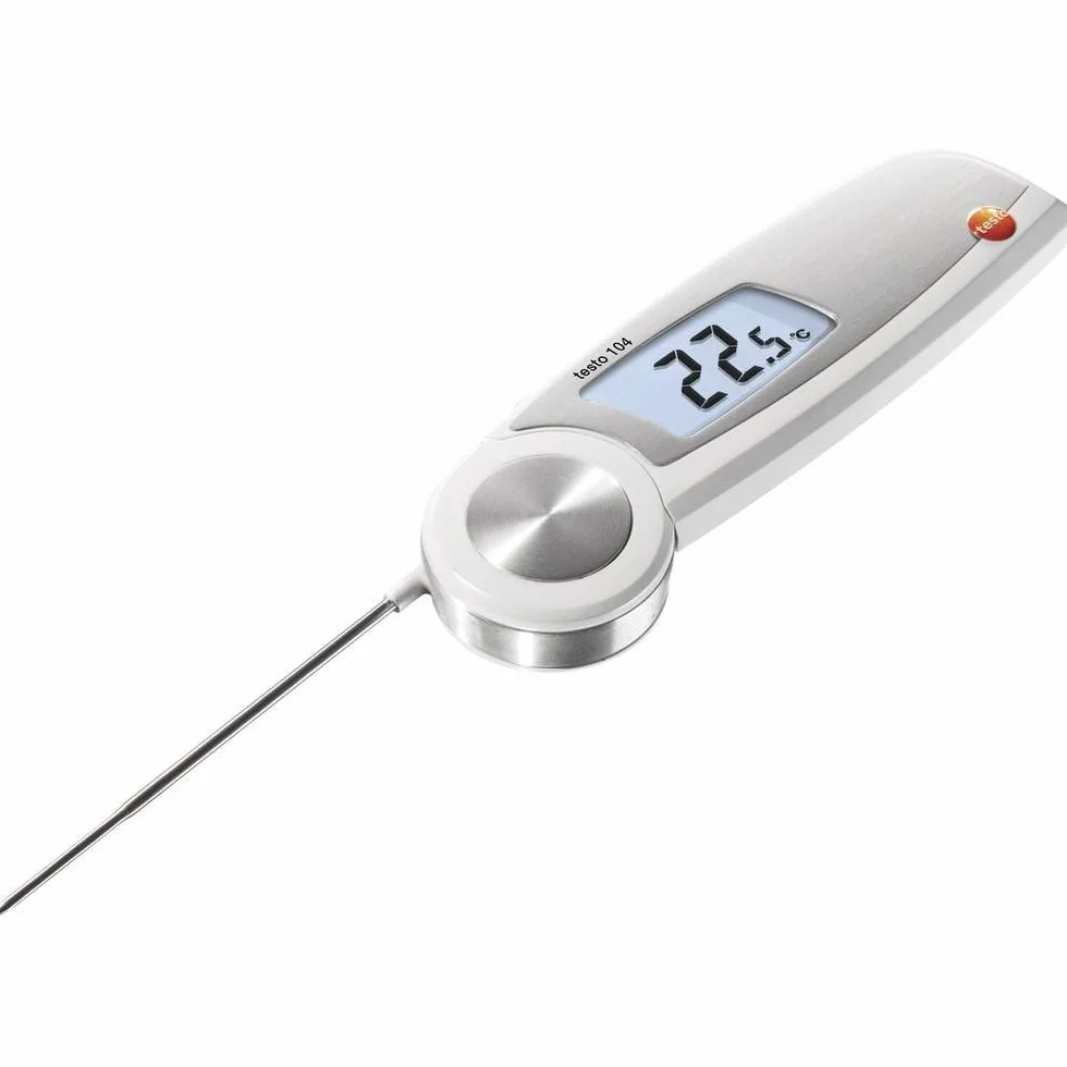 Testo 0563 0104 104 wodoszczelny, składany termometr, klasa ochrony IP65, Auto Hold, podświetlany wyświetlacz, wytrzymały metalowy przegub składany ze stabilnym czujnikiem pomiarowym