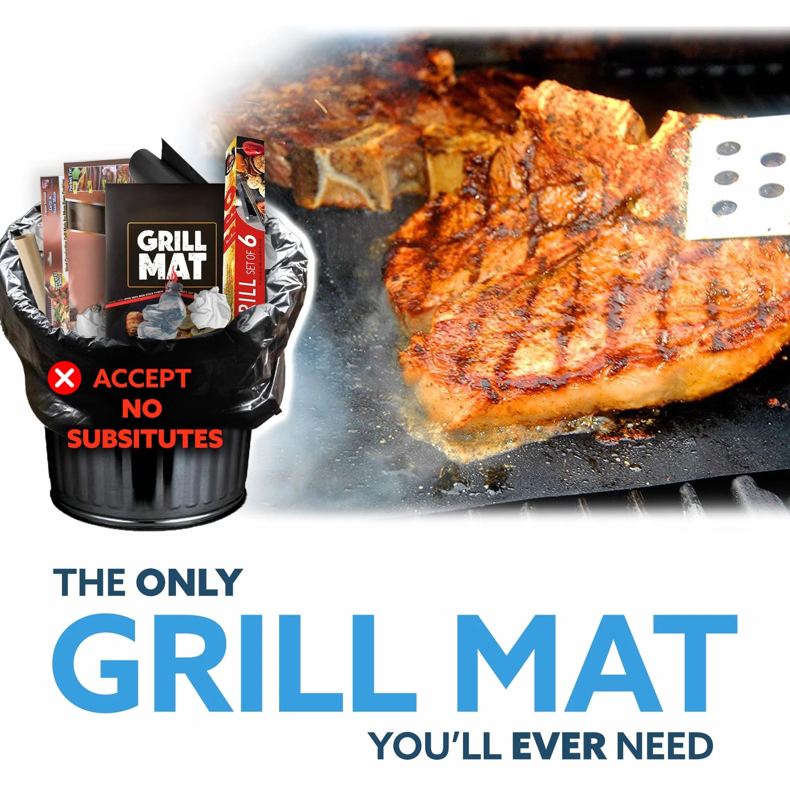 Kona ExtraTough BBQ Mata do Grilla, Czarny, 2 Sztuki