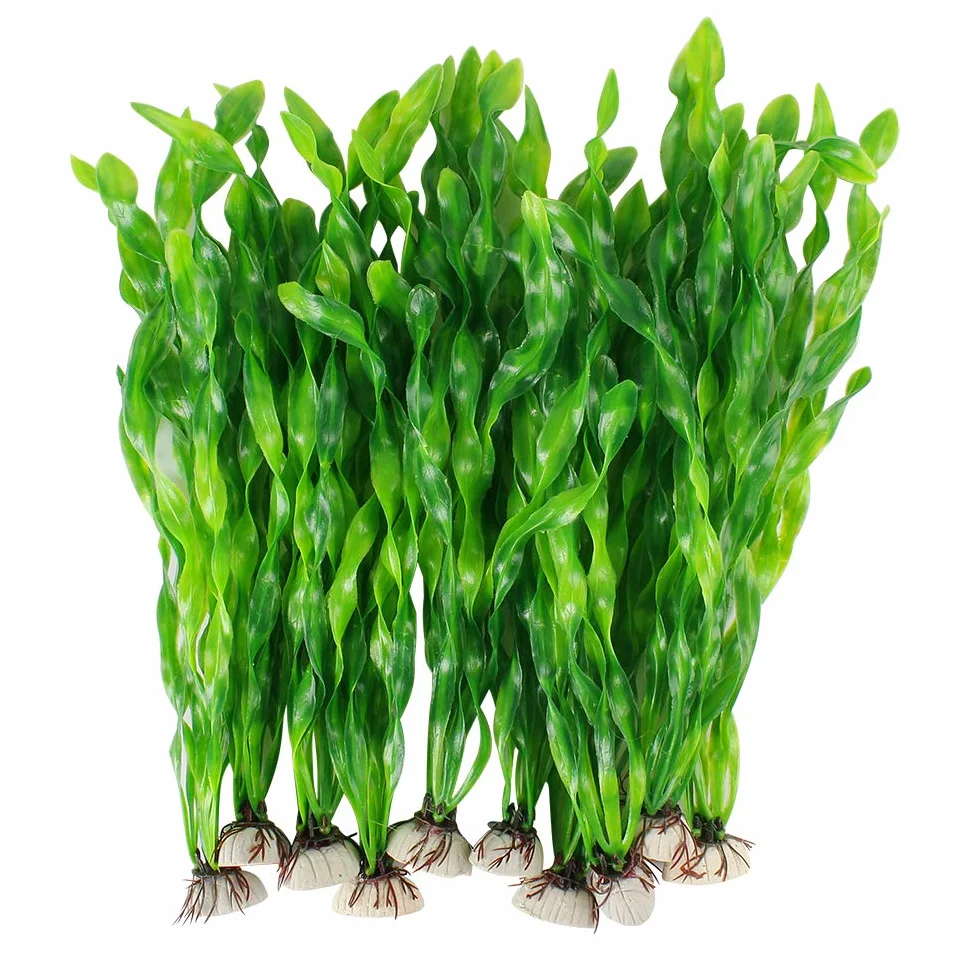 MyLifeUNIT Artificial Seaweed Aquarium Plants 10 PCS Green Plastic Fish Tank Decorations