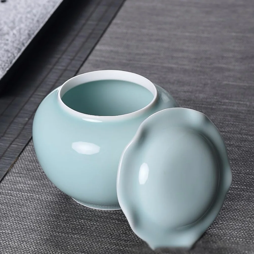 XYNSNDB Pojemnik na herbatę Puszka na herbatę z liści seledynowych, zamknięta puszka na herbatę, puszka do przechowywania, ceramiczny zestaw do przechowywania herbaty w gospodarstwie domowym Zestaw do