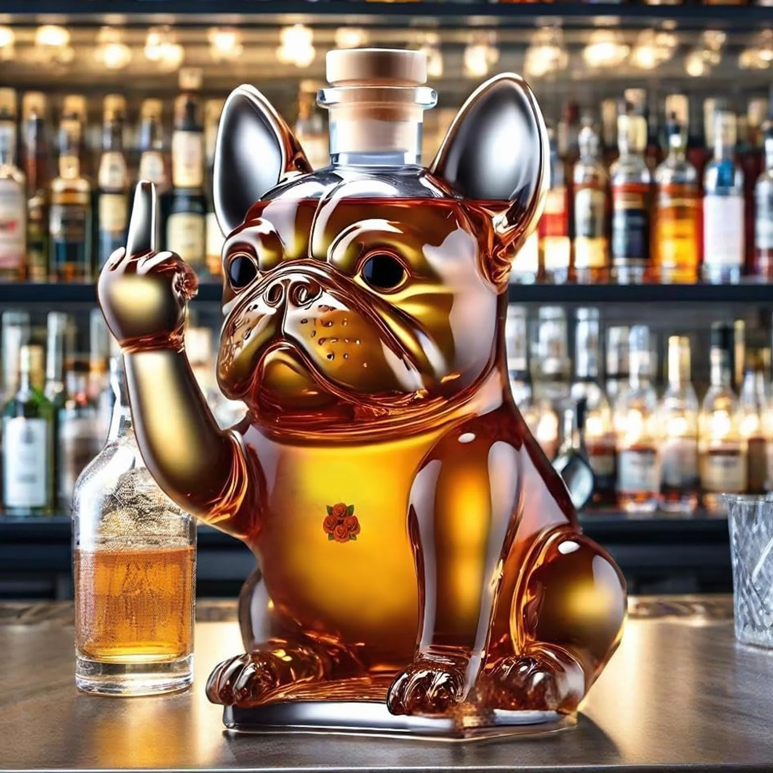 DJMAW Zabawka z 3D Palcem Środkowym z Whisky, 3D-Karaffa do Whisky z Palcem Środkowym, Szklanka na Whisky z Psem, Unikalna Szklanka na Wino z Psem z Palcem Środkowym, Do Baru, Biura, Dekoracji Domowej