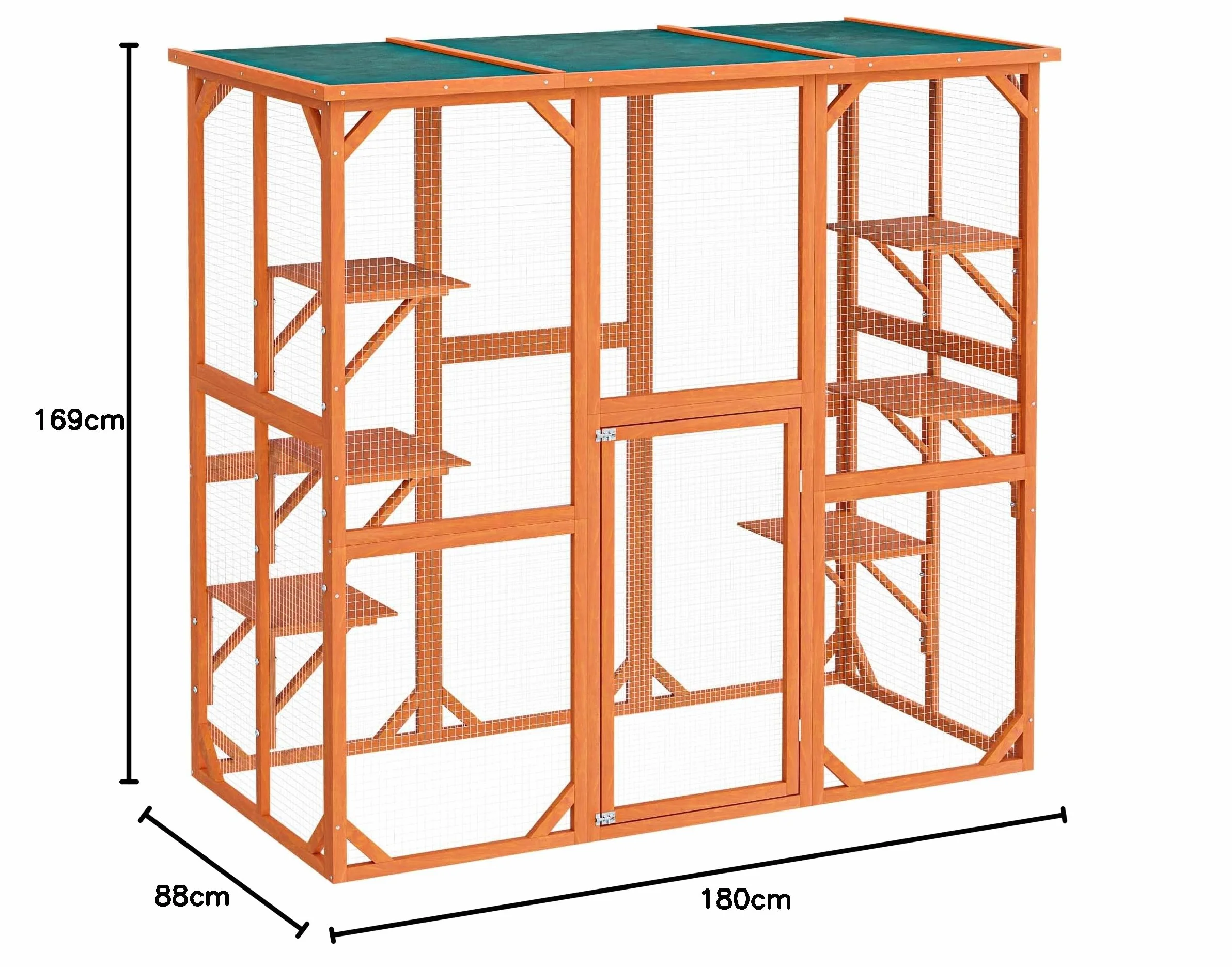 Wiltec Woliera dla kota 68 x 82 x 166,5 cm, wybieg z siatką ochronną, 6 poziomów