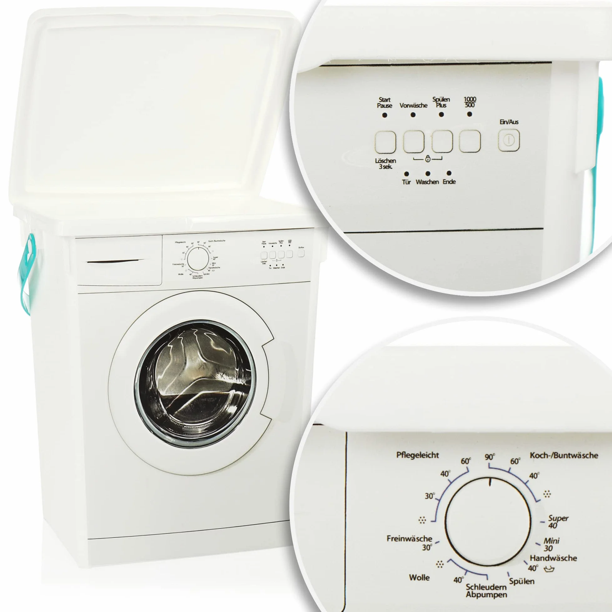 COM-FOUR® pojemnik na detergent wykonany z tworzywa sztucznego pochodzacego z recyklingu - pudelko do przechowywania z pokrywka - do przechowywania detergentu, tabletek, krazków i saszetek
