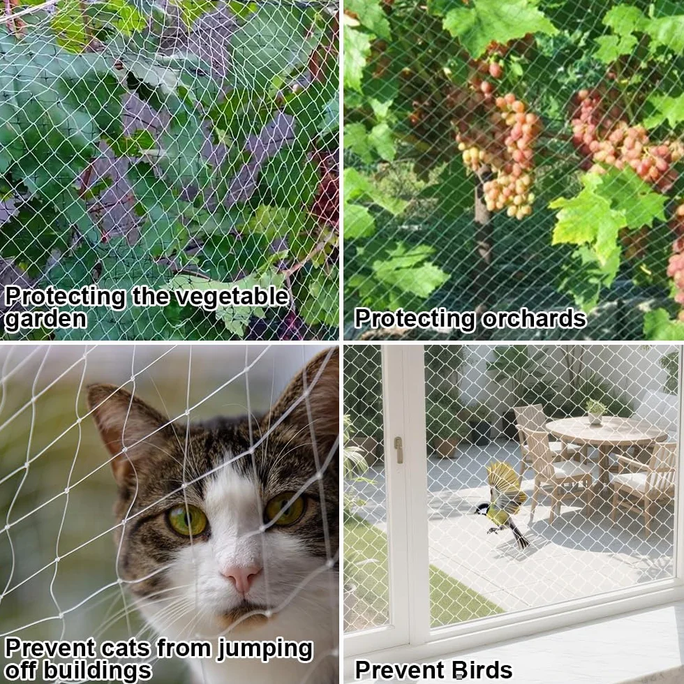 Siatka dla kotów na balkon 3 x 8 m przezroczysta odporna na UV bez wiercenia z linką mocującą