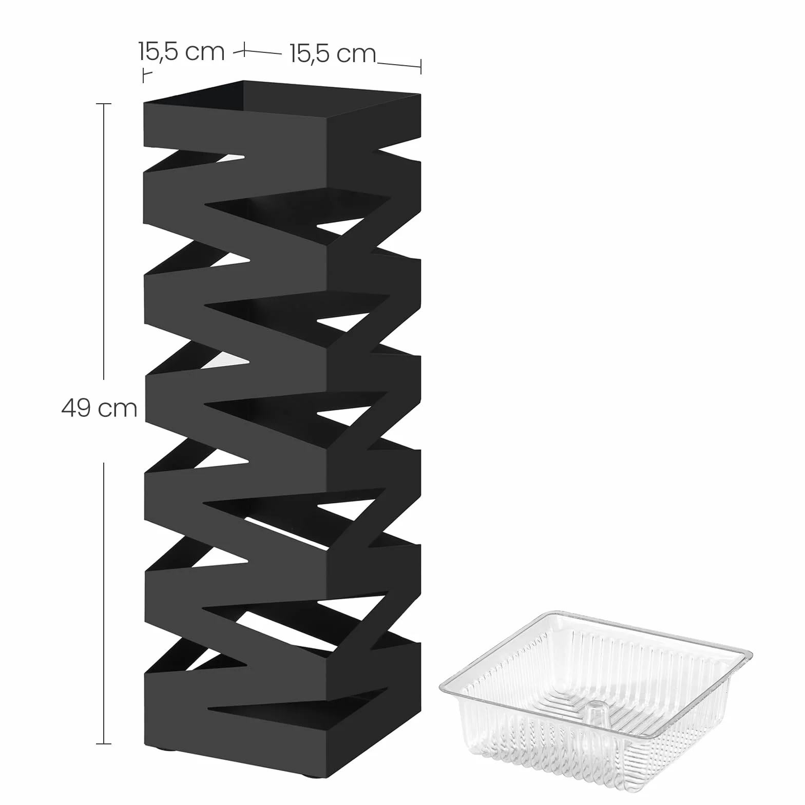 SONGMICS Stojak na parasole Stojak na parasole Zbieracz wody i hak Zostanie rozdany 49 cm Czarny LUC16B