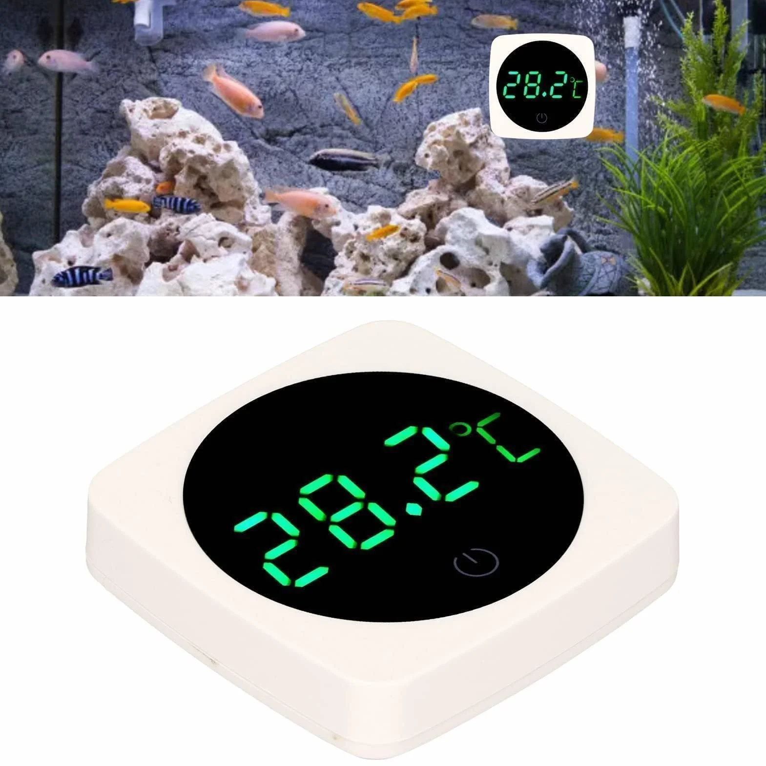 Cyfrowy Termometr LED do Akwarium Wskaźnik Temperatury Wody Terrarium