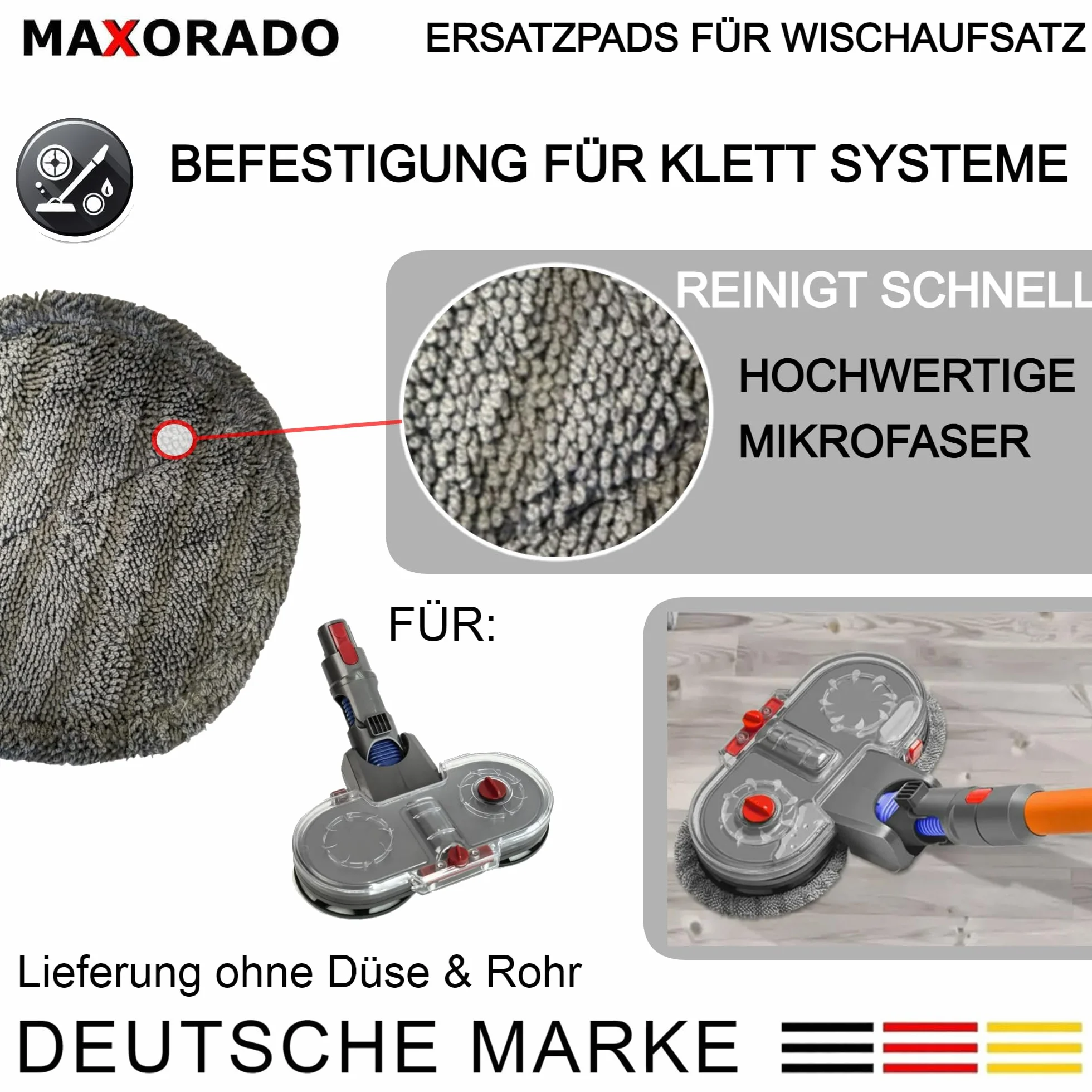 6 x podkładka zapasowa kompatybilna z dysonem, dysza mopa do Dripl DrRobor CleaniFy Fictezlove TAIKOUL 1ELEMENT Kraftline Equl vyst Wessper RUKHOOL HELDENWERK Jajadeal