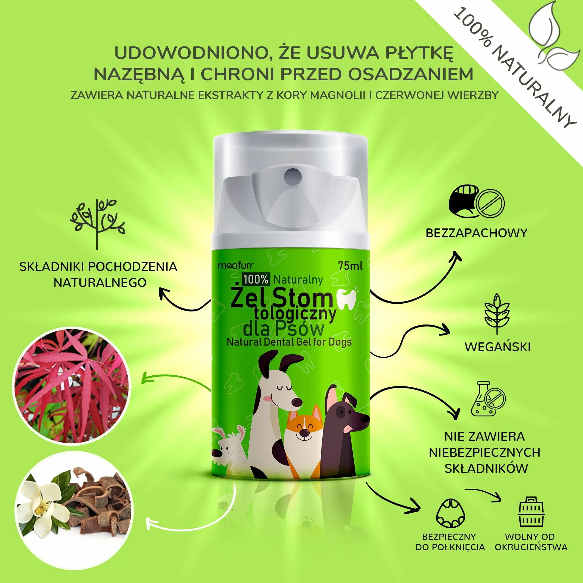 Pasta do zębów dla psów, w 100% naturalna, przeciw kamieniu nazębnemu, usuwaniu płytki nazębnej, pielęgnacja zębów dla psów