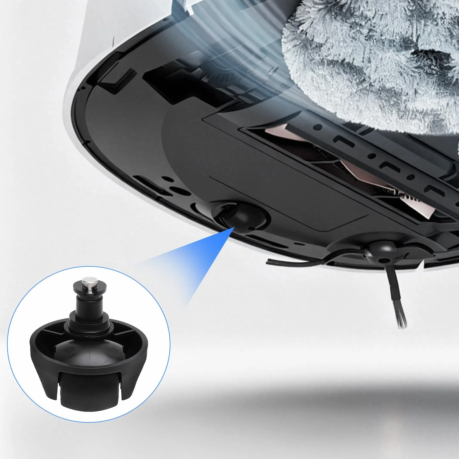 Koło przednie, Silent Wheel, Cicha opona, Koło dla Dreame D9/L20 Ultra/L40 Ultra/L10s Pro Gen2/L10s Pro Ultra Heat/L10s Pro Ultra/X40 Ultra/X40 Master/L40 Ultra AE4/D9 Max Gen 2/L10s Plus/L10pro/D10s