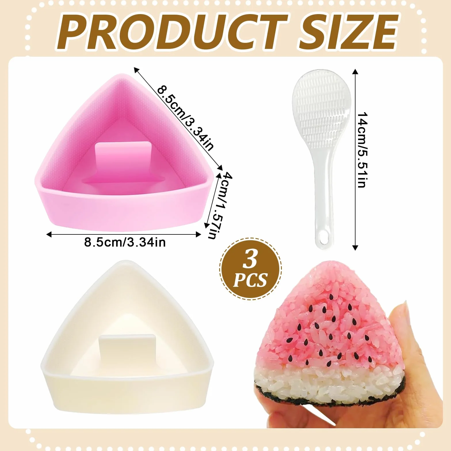 Onigiri 3-częściowy zestaw do robienia sushi, Onigiri, akcesoria do robienia sushi, trójkątna prasa do sushi, do formowania ryżu, narzędzie DIY