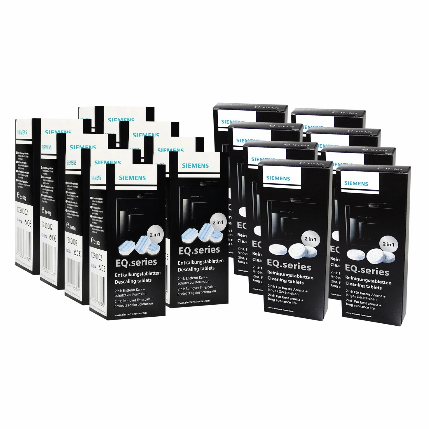 8 x tabletki czyszczące SIEMENS (TZ80001) + 8 x tabletki odkamieniające SIEMENS (TZ80002)