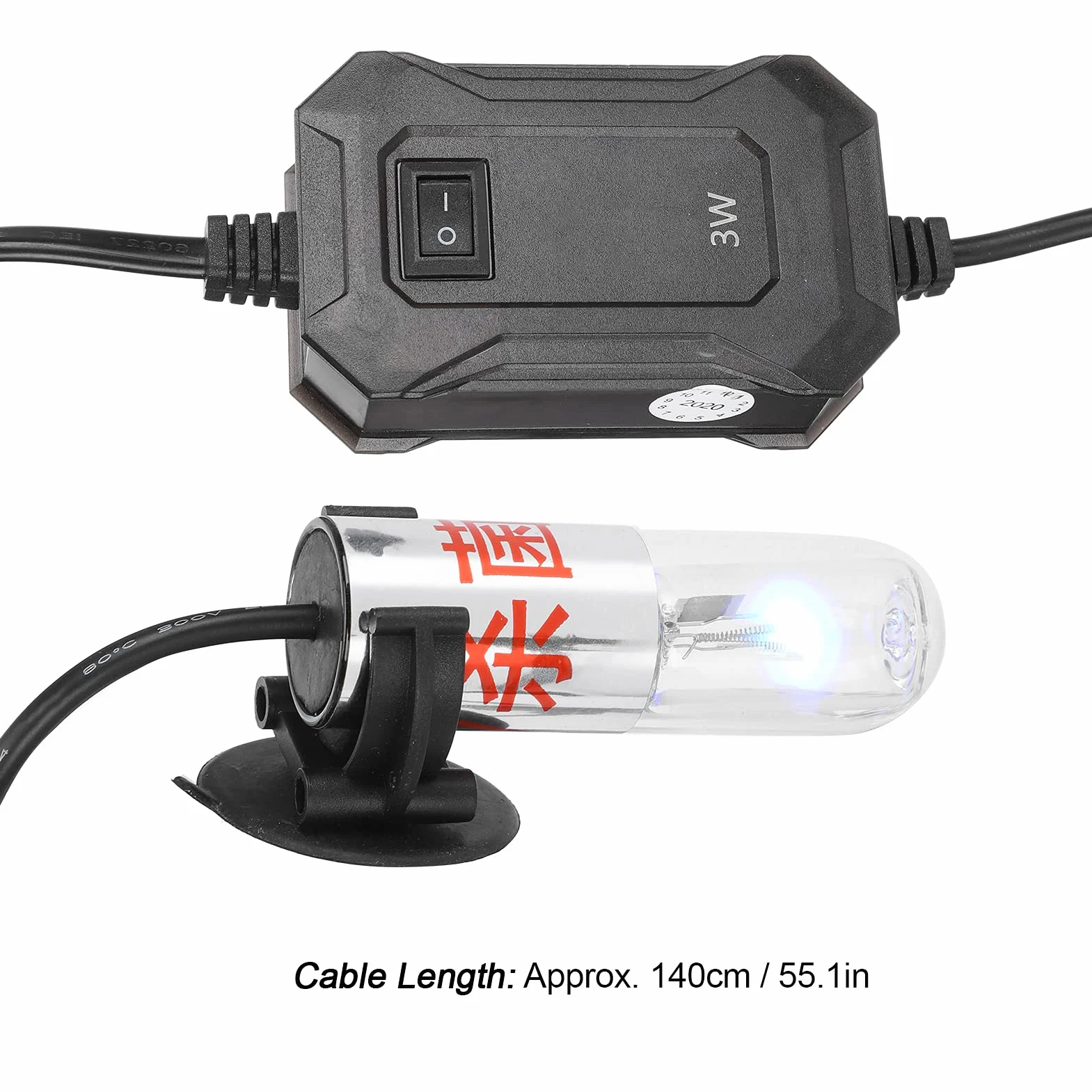 Lampa Aquarium Clean Light 3W Wodoodporna UV Sanitizer Fish Tank Light 10 000 godzin Zatapialne z mocowaniem Przyssawka do czyszczenia glonów