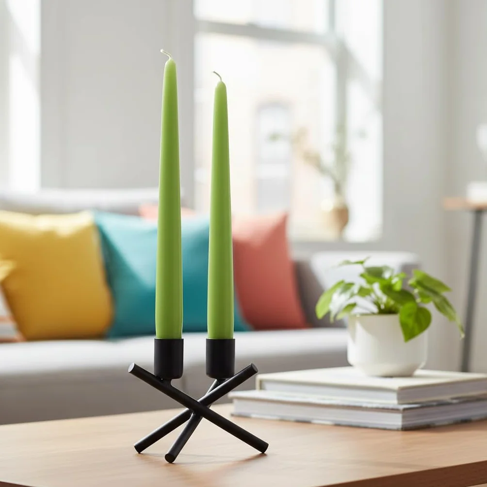 Świece stożkowe oliwkowo-zielone 12 sztuk 30 cm 2,2 cm