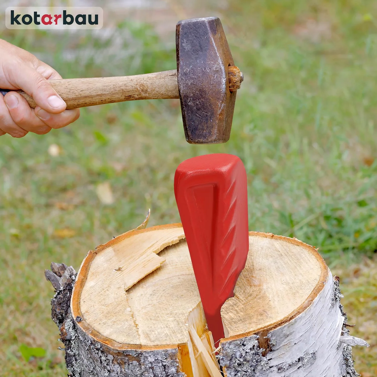 KOTARBAU® Klin rozłupujący z kutej stali 214 mm 2,2 kg Klin do rozłupywania granatu Klin do rozłupywania drewna Klin do rozłupywania kłód Klin do rozłupywania kłód Klin do ponownego ustawiania Klin do wbijania klina do rozłupywania drewna