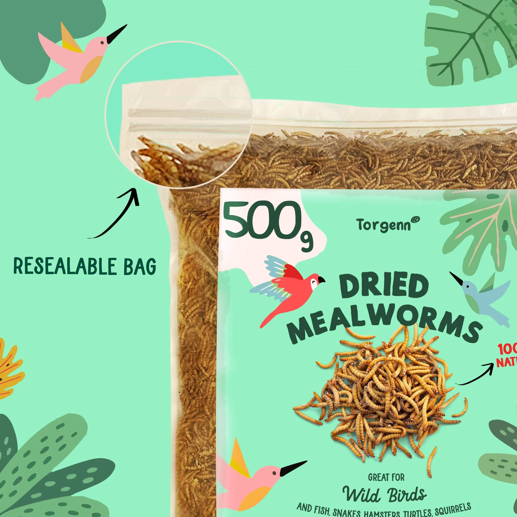 Suszone mączniki 500 g karma dla dzikich ptaków naturalna bez GMO