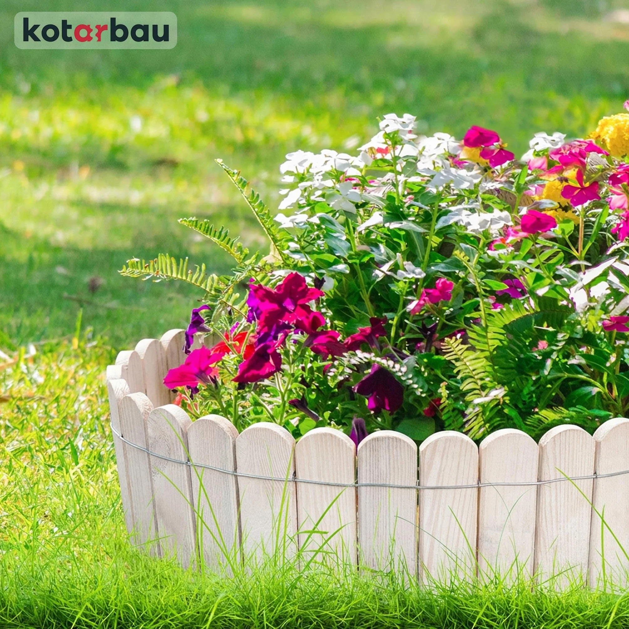 KOTARBAU® Płotek Ogrodowy Wbijany - 200 X 20 CM - Obrzeże Trawnika - Płot Drewniany - Palisada - Biały