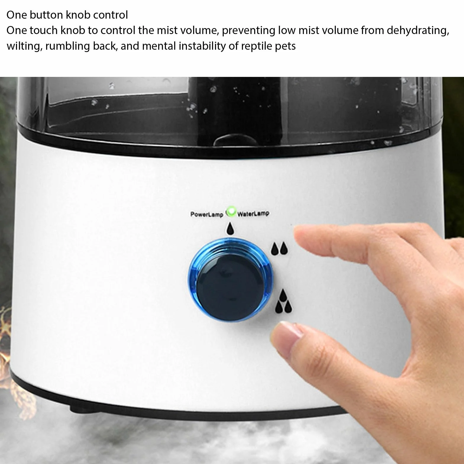 Terrarium Fogger Mister, Nawilżacz dla Gadów i Płazów z Zabezpieczeniem przed Brakiem Wody, System Zamgławiający do Terrarium, Wtyczka EU