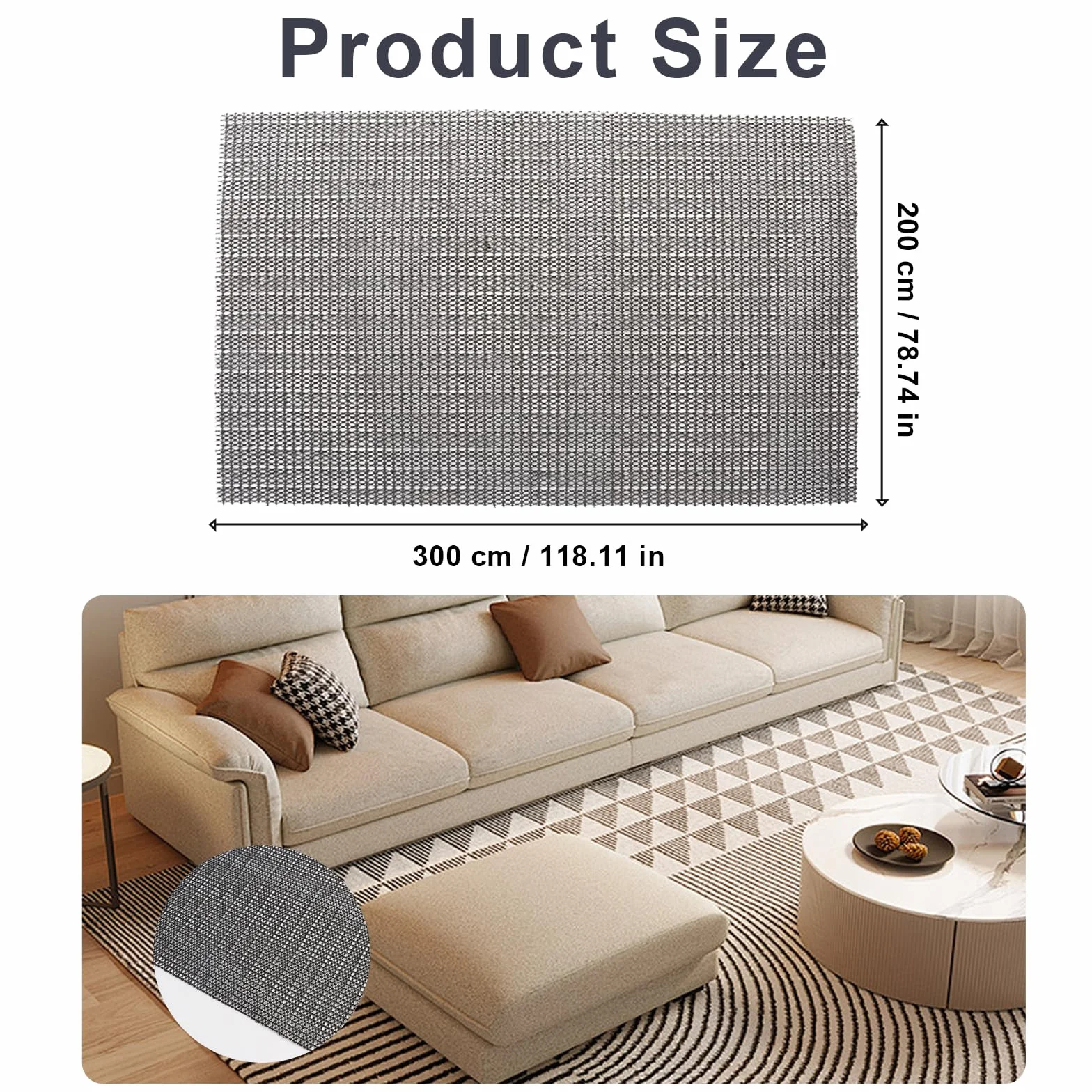 Mata antypoślizgowa z PCW 300 x 200 cm czarna do szuflad dywanów regałów