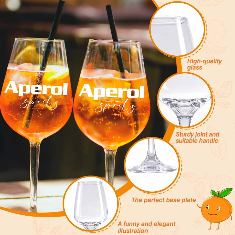 Aperol Aperol Spritz szklanka, zestaw prezentowy z 1 szklanką do koktajli i 1 sławką, prezent dla mężczyzn i kobiet