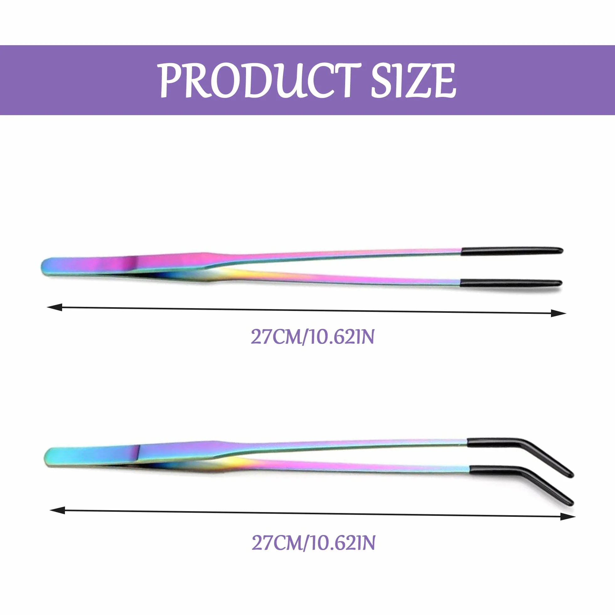 Zestaw 2 pęsety do akwarium 27 cm prosta i wygięta z gumową końcówką