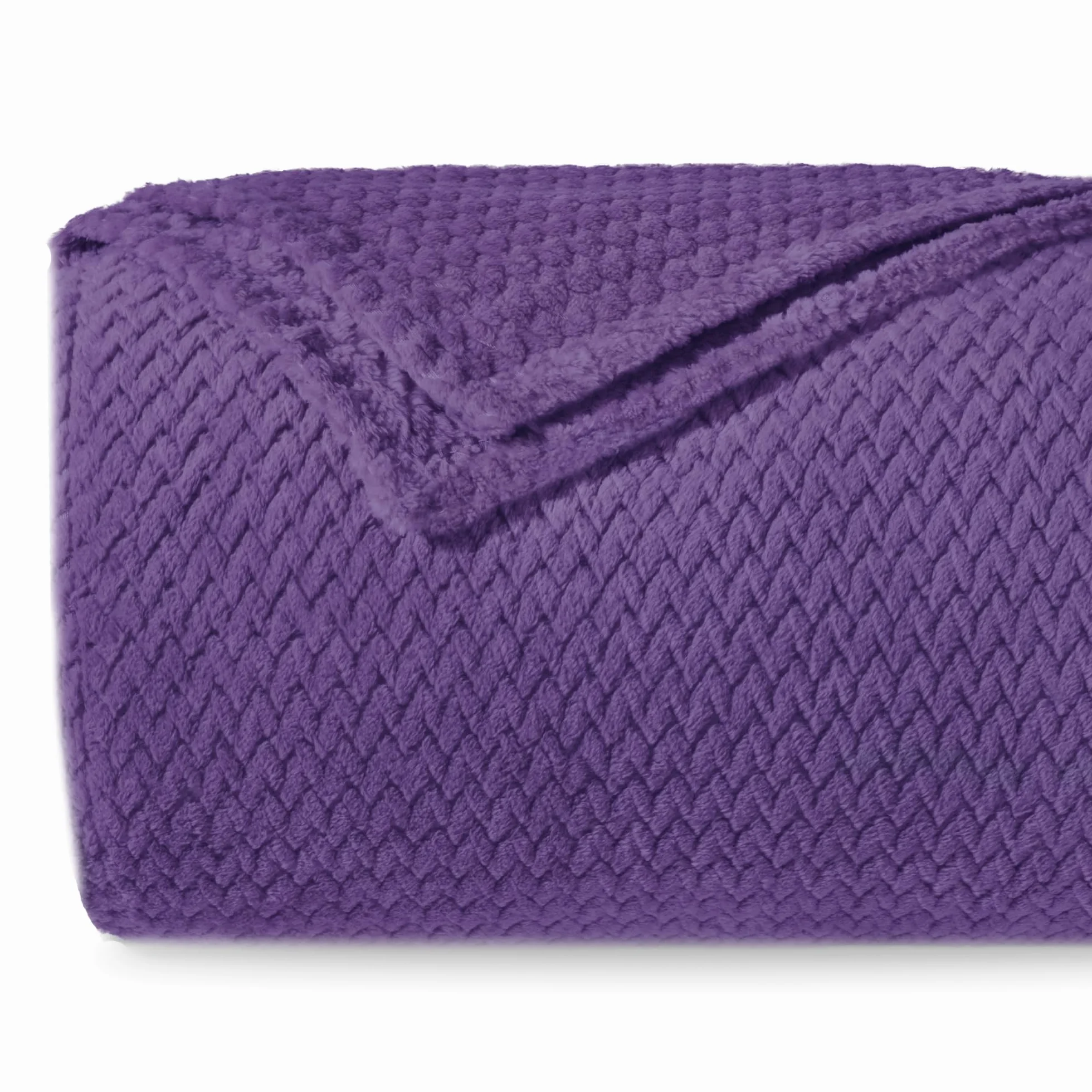 Dreamzie Narzuta na sofę ze wzorem jodełkowym i miękkim w dotyku kocem z mikrofibry, 100% poliestru o gramaturze 250 g/m2, 130 x 150 cm fioletowy
