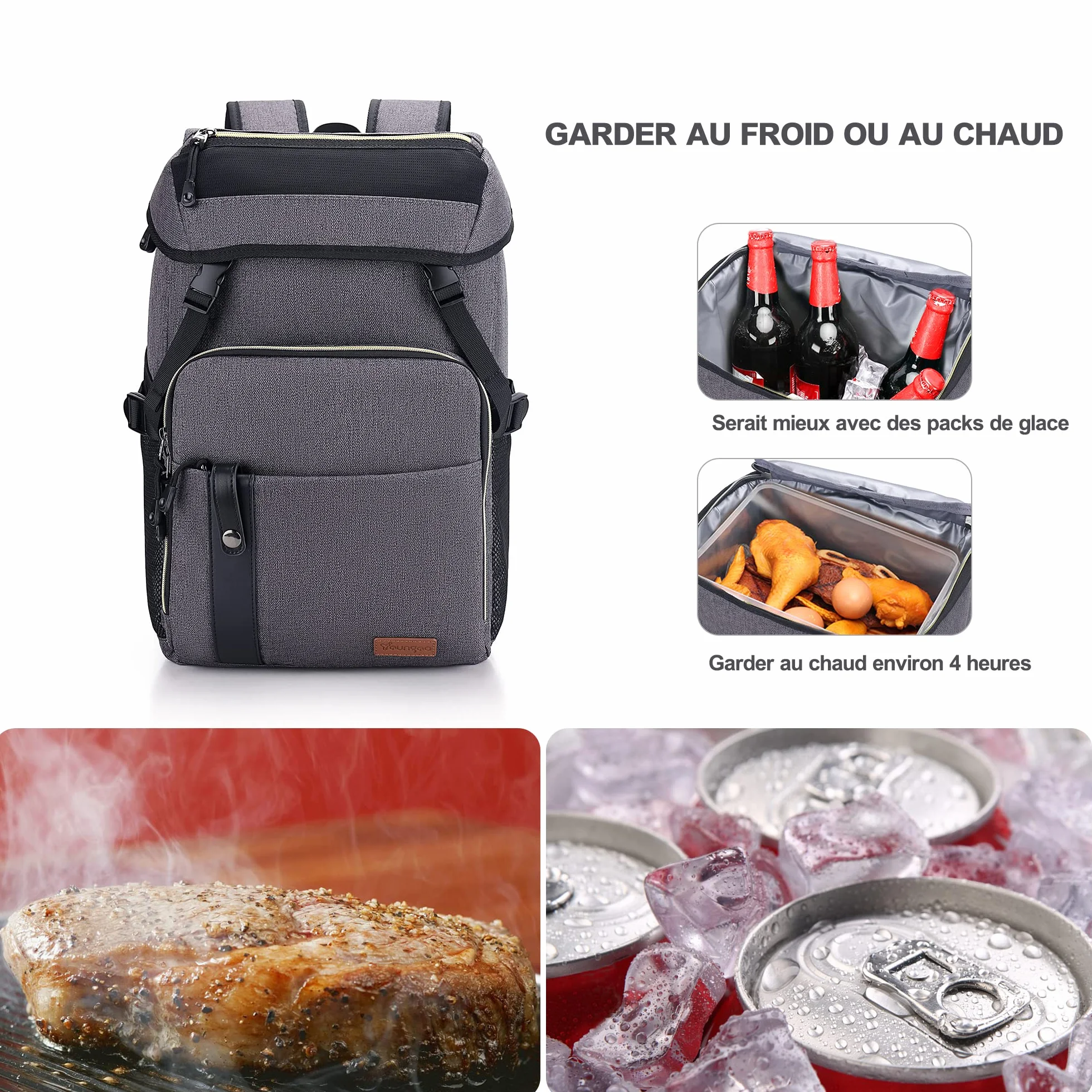 YG035 plecak chłodzący, 30 l, duży, izolowany, wodoszczelny plecak piknikowy na plażę, kemping, dla rodziny, na piknik, na grilla, wycieczki, zakupy,