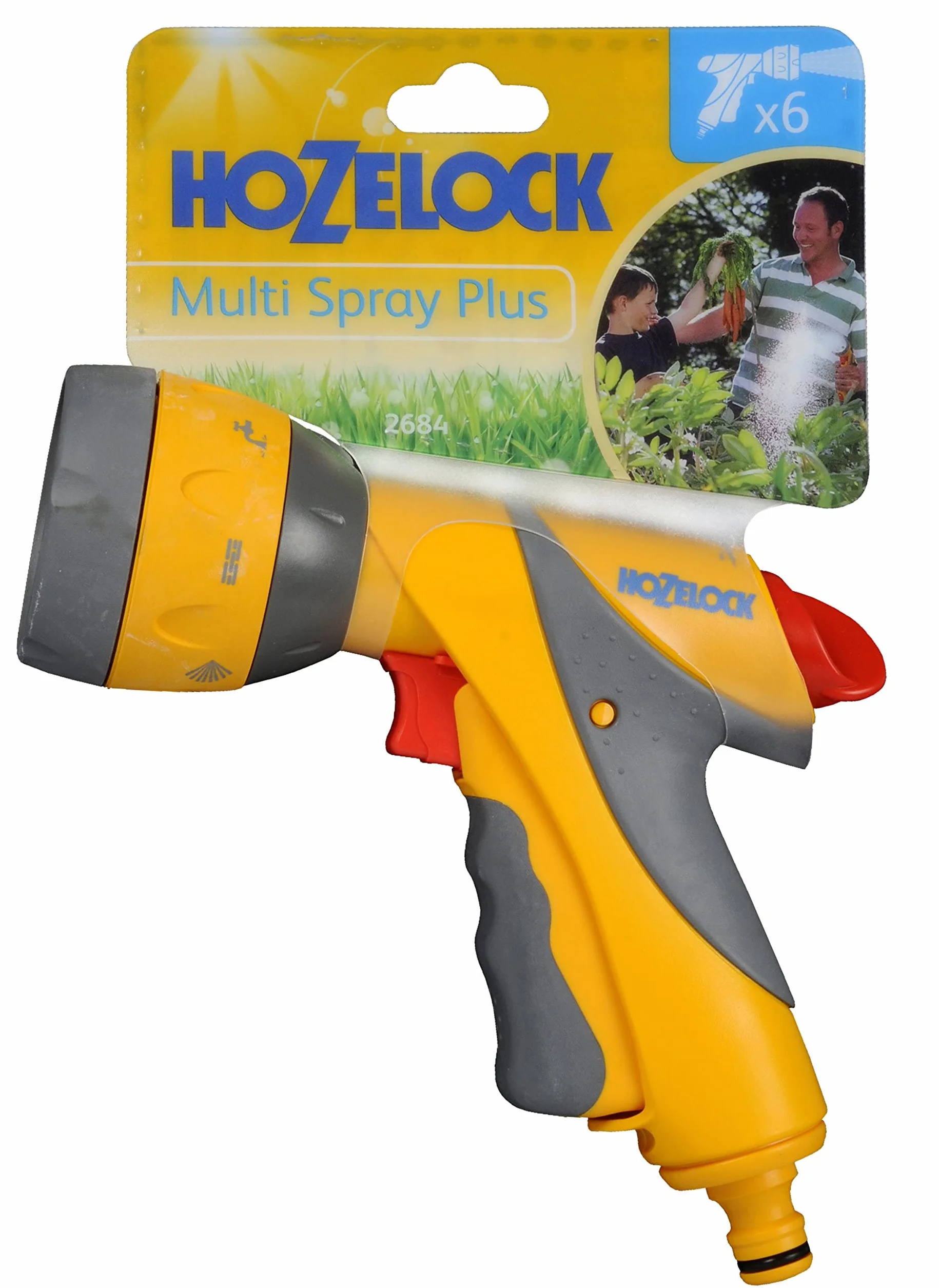 HOZELOCK - Pistolet nawadniający z wieloma strumieniami Plus: idealny do codziennego i intensywnego użytkowania, wielofunkcyjny, ergonomiczny, wygodny, z blokadą i regulacją przepływu, 6 strumieni