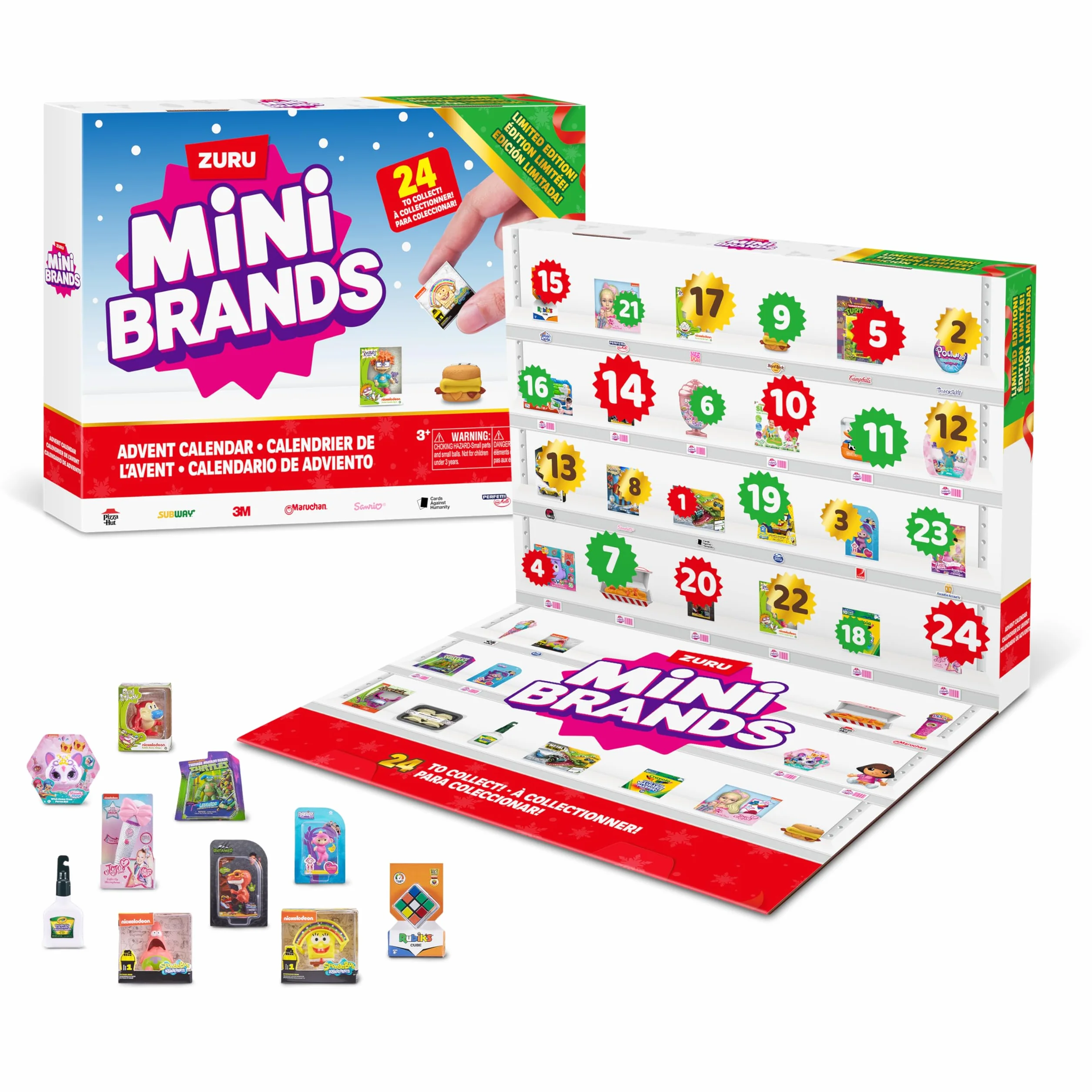 Mini Brands Kalendarz adwentowy 2024 od ZURU Mini Brands kalendarz adwentowy z limitowaną edycją, zawiera mini marki, mini zabawki i mini marki smakoszy, tajemnicze zabawki kolekcjonerskie w zestawie
