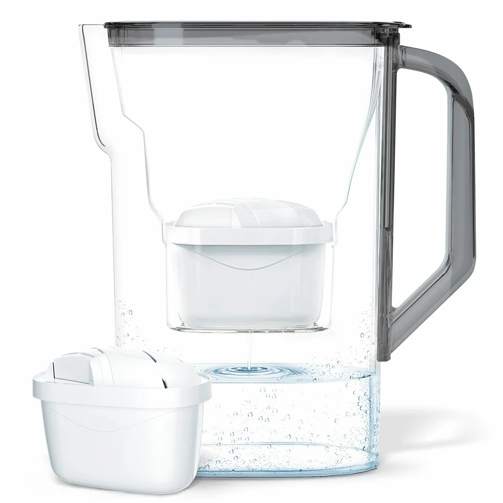 Wessper Dzbanek Filtrujący 2.7L | Zamiennik dla filtra Dafi Unimax Aquaphor A5 BRITA Maxtra+ PHILIPS AWP212/10 | Filtr do Wody Redukujący Kamień i Chlor | Dzbanek Filtrujący + 1x Wkład – Czarny
