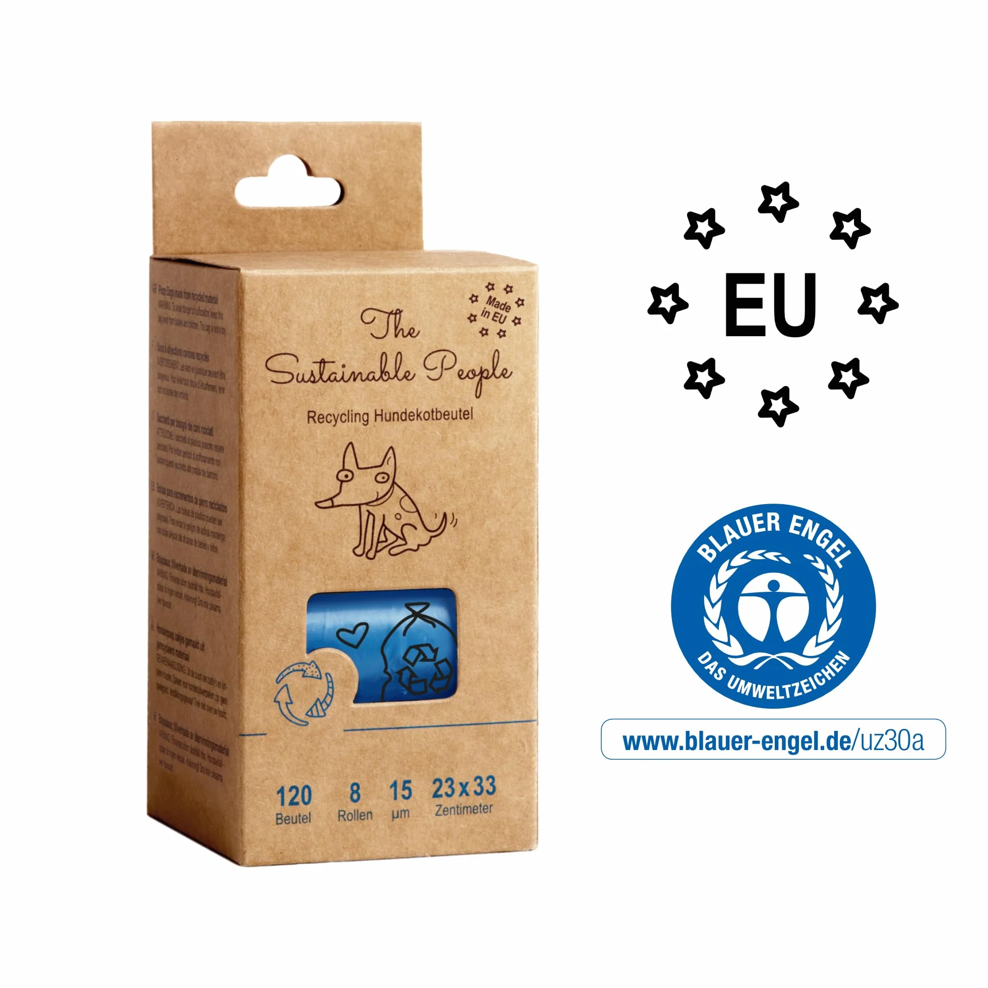 The Sustainable People TSP Recycling worki na odchody dla psów 80% z recyklingu PE 15 µm mocne zabezpieczone przed wyciekiem