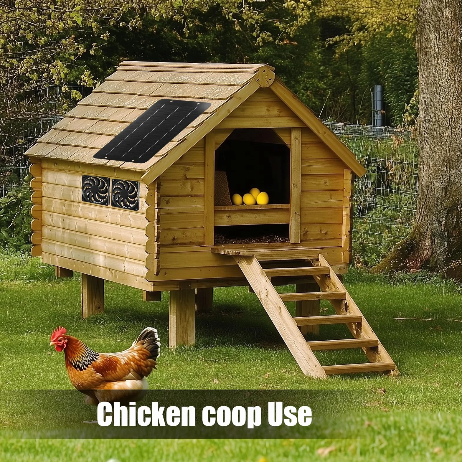 Joycabin Wentylator solarny, zestaw wentylatorów z modułem solarnym, 12 V, 10 W, podwójny wentylator wydechowy, przenośny solarny wentylator wyciągowy do szklarni, kurnika, szopy, domku dla zwierząt