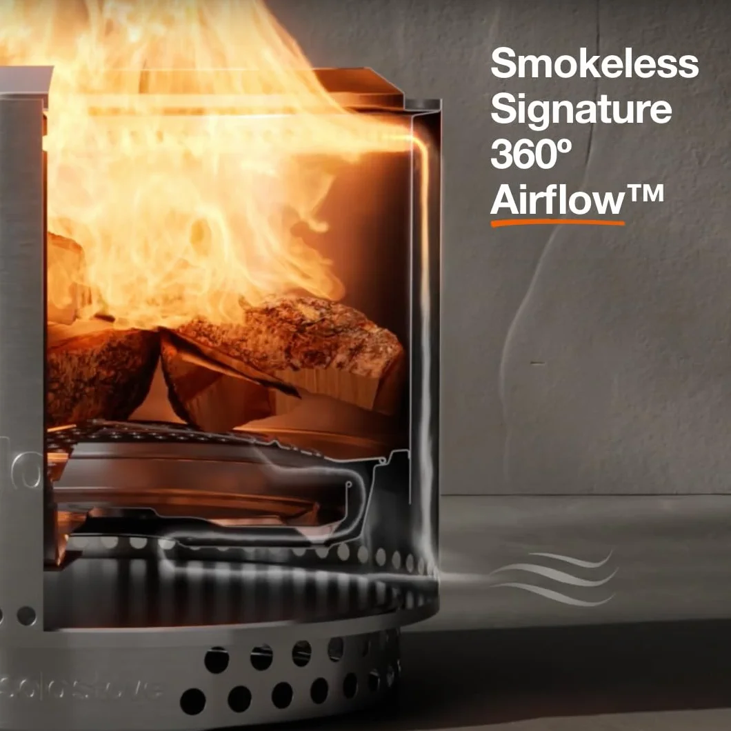 Solo Stove Yukon 2.0 ze stojakiem, palenisko bezdymne, przenośny kominek opalany drewnem ze zdejmowaną popielniczką, duże palenisko zewnętrzne, stal nierdzewna, 68,5 x 50,5 cm, 20 kg, kolor: oliwkowy