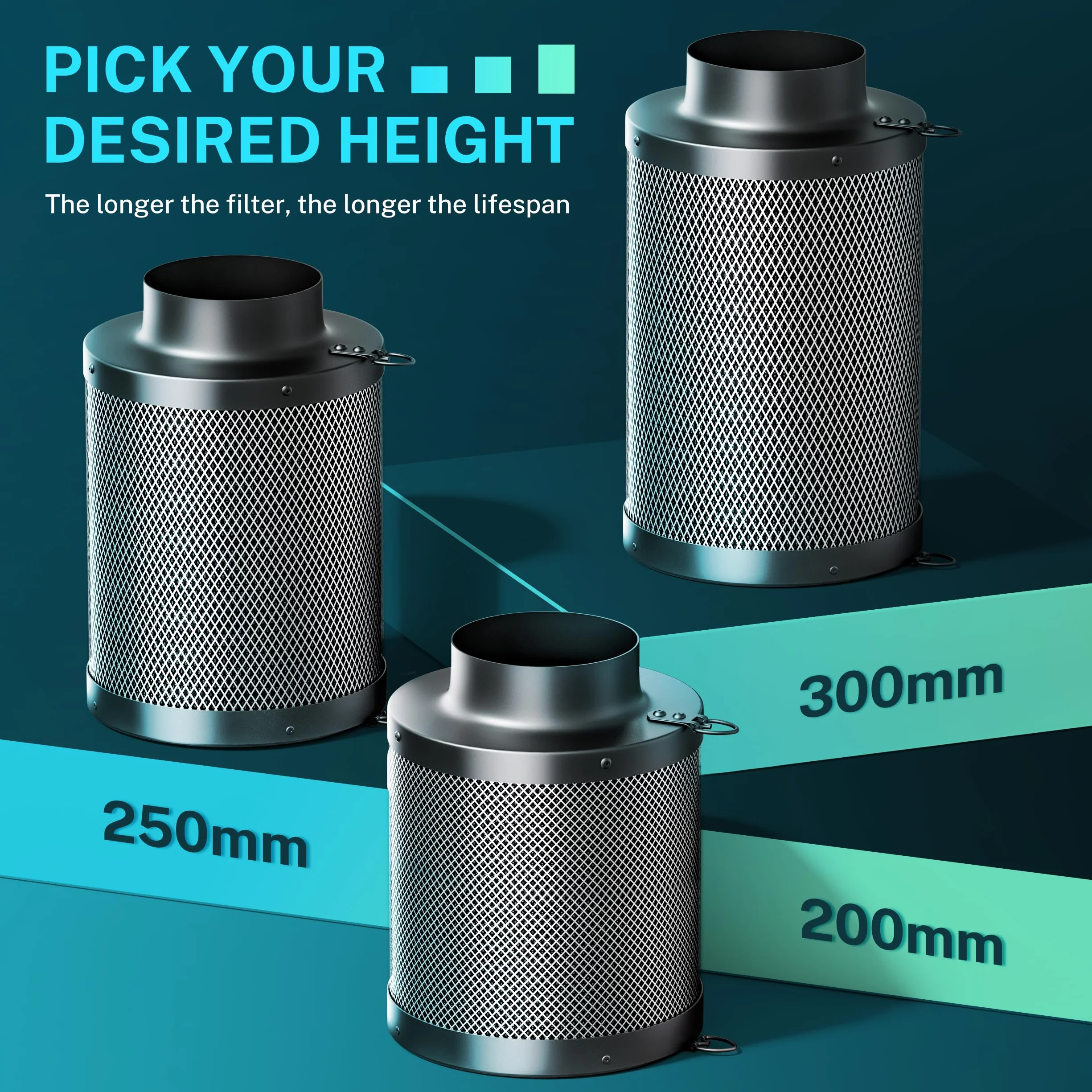 HG Power Filtr z węglem aktywnym 100 mm, długość 300 mm – 38 mm Premium Australijski węgiel aktywny Virgin, kontrola zapachu do namiotów uprawnych, hydroponiki i wentylatora rurowego, w zestawie 2