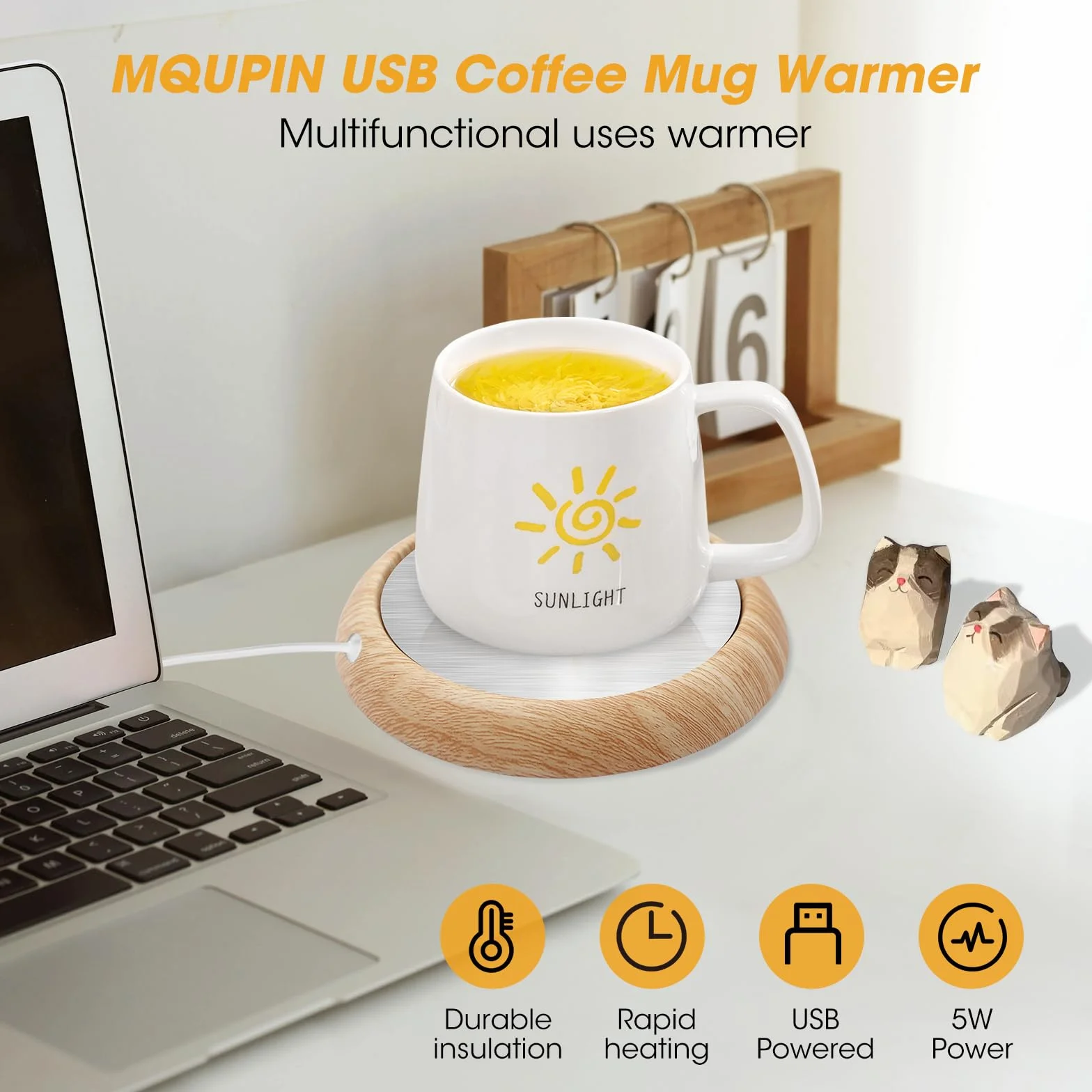 Podgrzewacz do kubków do kawy, USB, podgrzewacz do herbaty z antypoślizgową podstawą, podgrzewacz do kubków z mlekiem, kawą, herbatą, podgrzewacz do kubków, podgrzewana podstawka do domu, biura