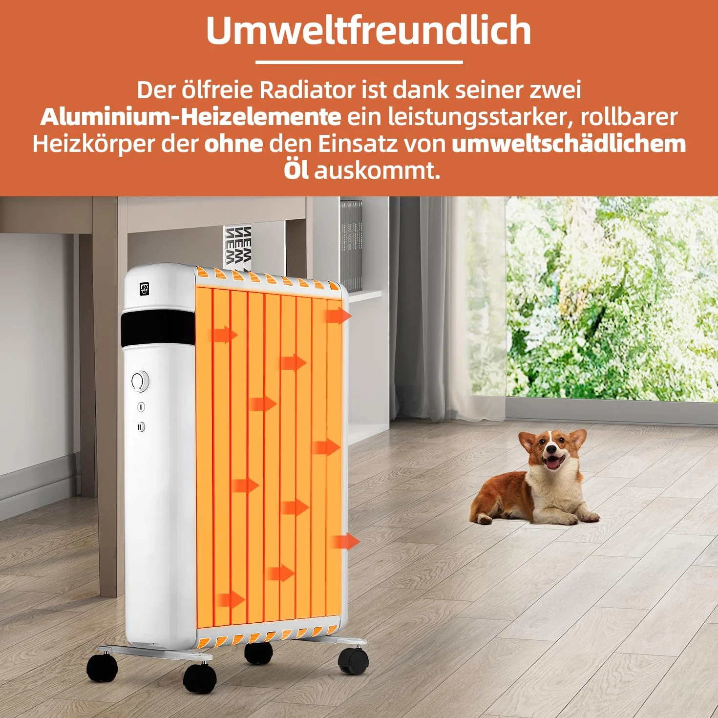 SHX SHX30ROF2000 bezolejowy grzejnik 2000 W, grzejnik elektryczny z 2 stopniami ogrzewania, tryb oszczędzania energii, termostat, automatyczne wyłączanie, zabezpieczenie przed przewróceniem, błyszczący biały