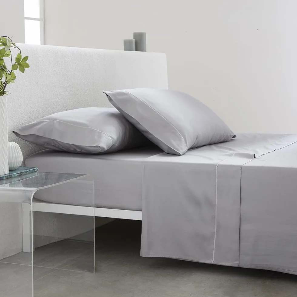 COTTON ARTean Zestaw pościeli z egipskiej satyny bawełnianej DE 300 wątków szary perłowy łóżko 160 x 190/200. 100% bawełna egipska szara