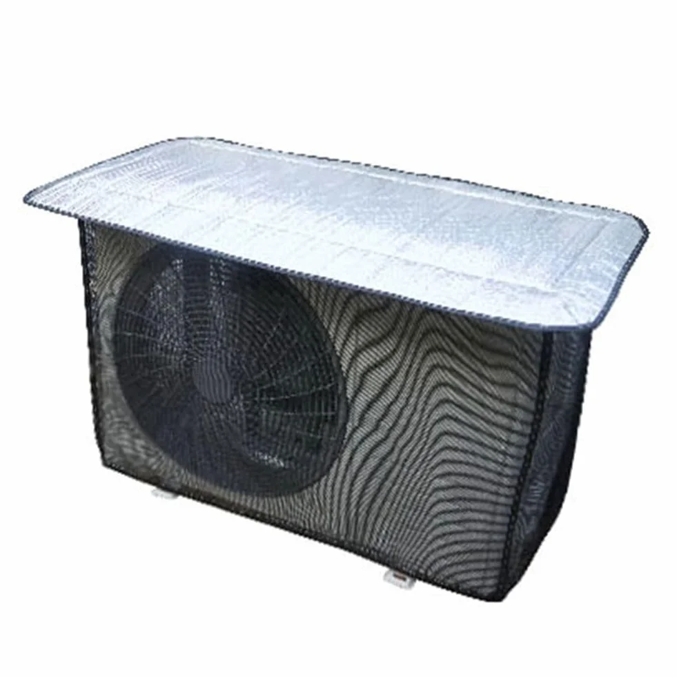Tarpa, All network models air conditioner Outdoor unit protective cover, Power on Do not take Heavy duty Outdoor unit Dust cover ( Color : Silver+Black , Size : L94XH68XW36cm )