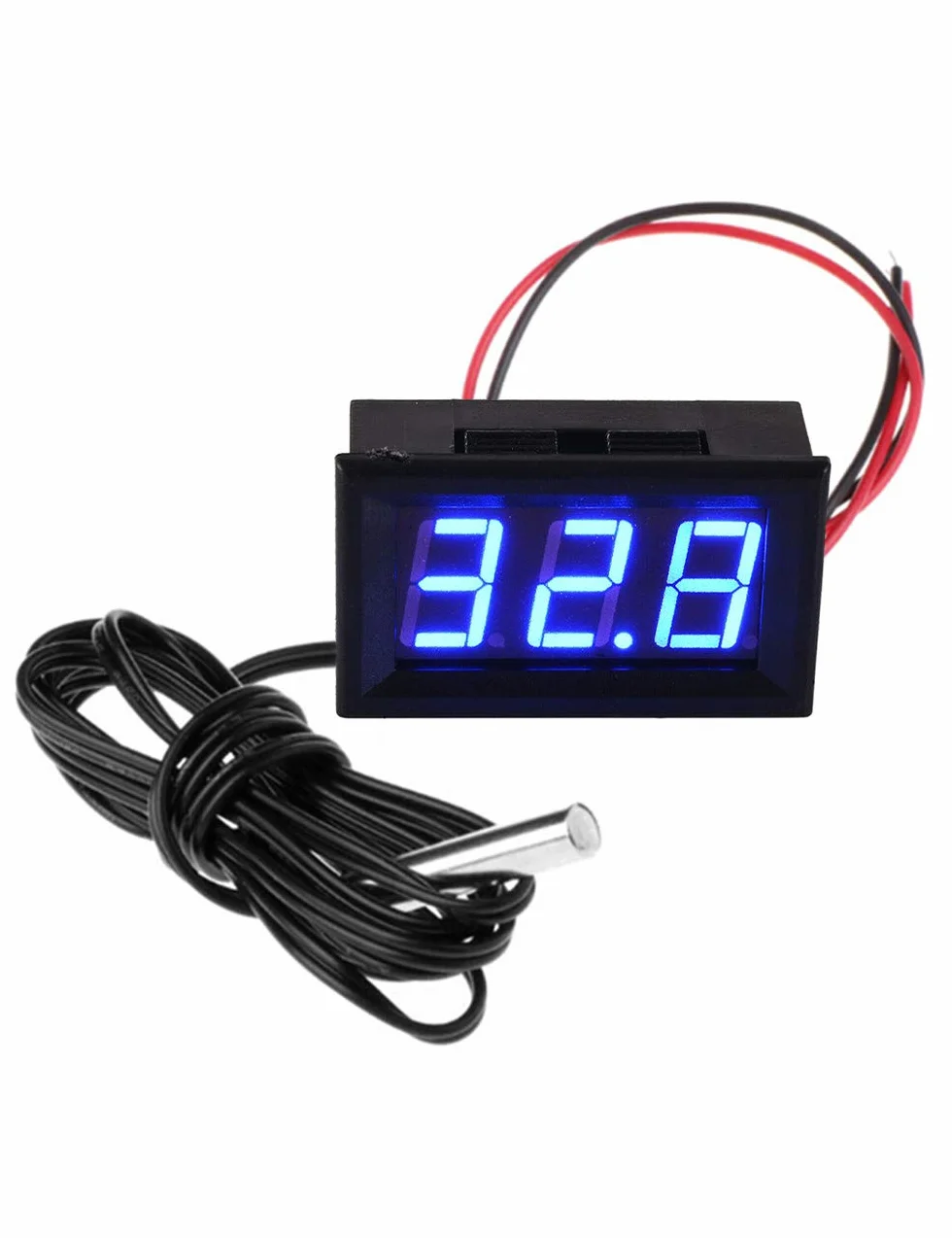 Cyfrowy Termometr z Sondą Miernik Temperatury Wody 12V Elektroniczny Termometr do Lodówki Akwariowej(Niebieski)