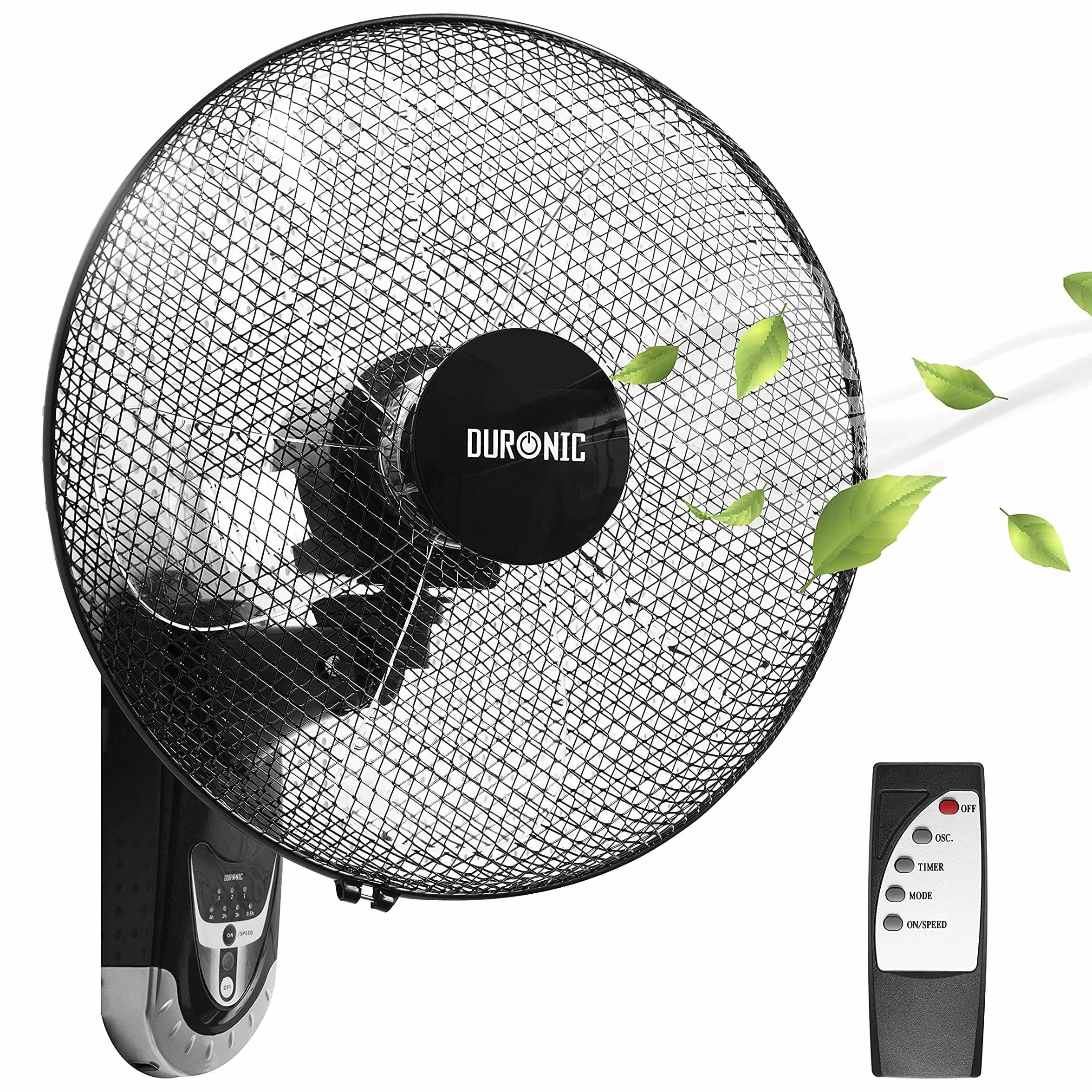 Duronic FN55 Wentylator ścienny 60W | 5 blado 40 cm | Głowica oscylacyjna z timerem | 3 prędkości | Pilot zdalnego sterowania | Mocny i cichy silnik | Zdejmowany uchwyt ścienny przesuwny w locie