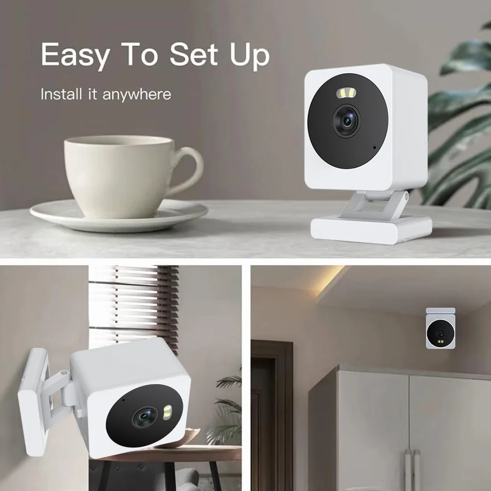 Tuya Smart 2K WiFi kamera nadzorująca zewnętrzna z noktowizorem kolor, czujnikiem ruchu PIR i kartą pamięci 64G