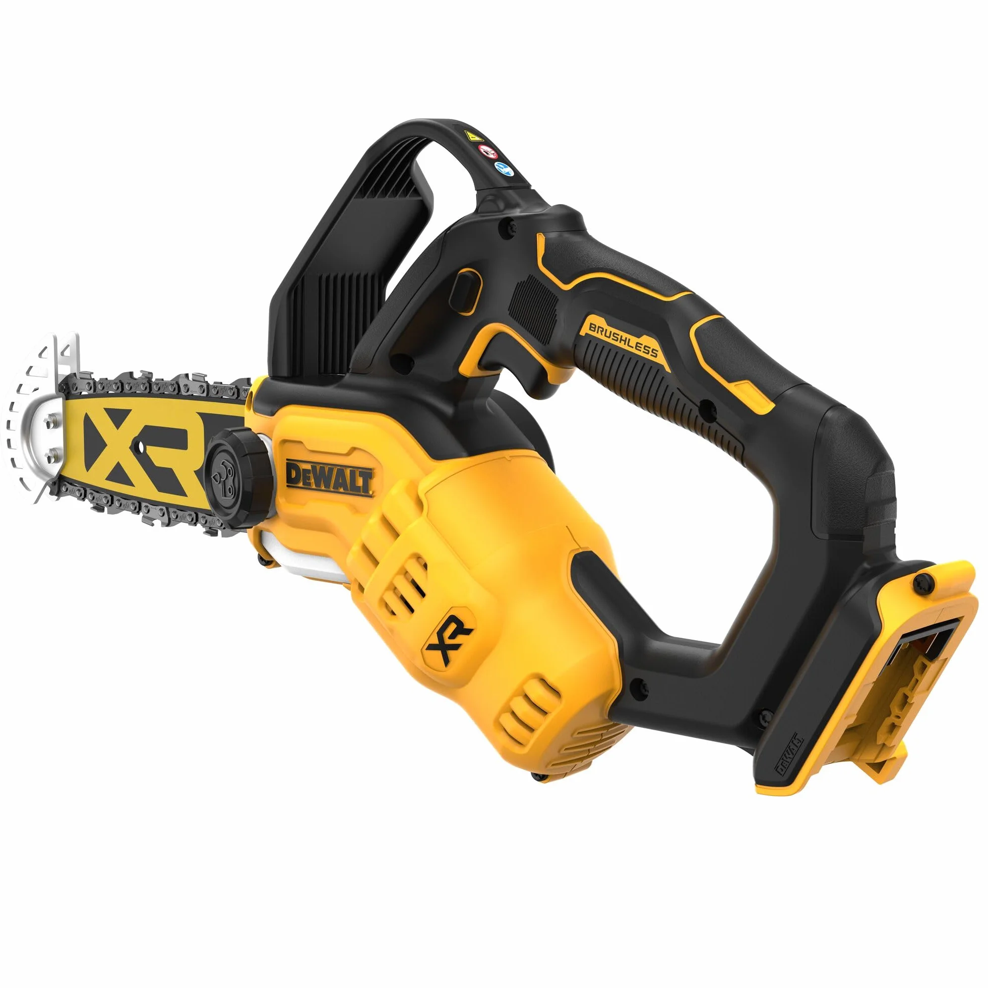 DEWALT DCMPS520N-XJ akumulatorowa piła do gałęzi 18 V (miecz 20 cm, silnik bezszczotkowy, automatyczne smarowanie łańcucha, metalowa ochrona na czubku miecza, boczne napięcie łańcucha, dostawa bez