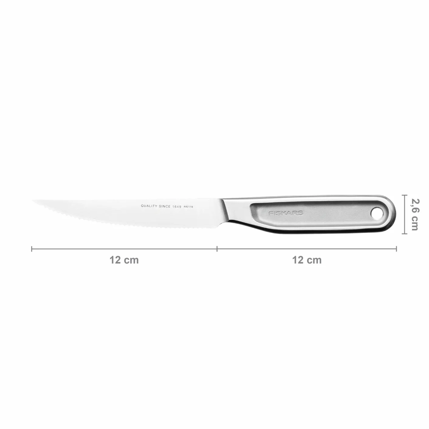 Fiskars Nóż do pomidorów All Steel, długość całkowita: 24 cm, japońska stal wysokowęglowa Aichi, 1062888