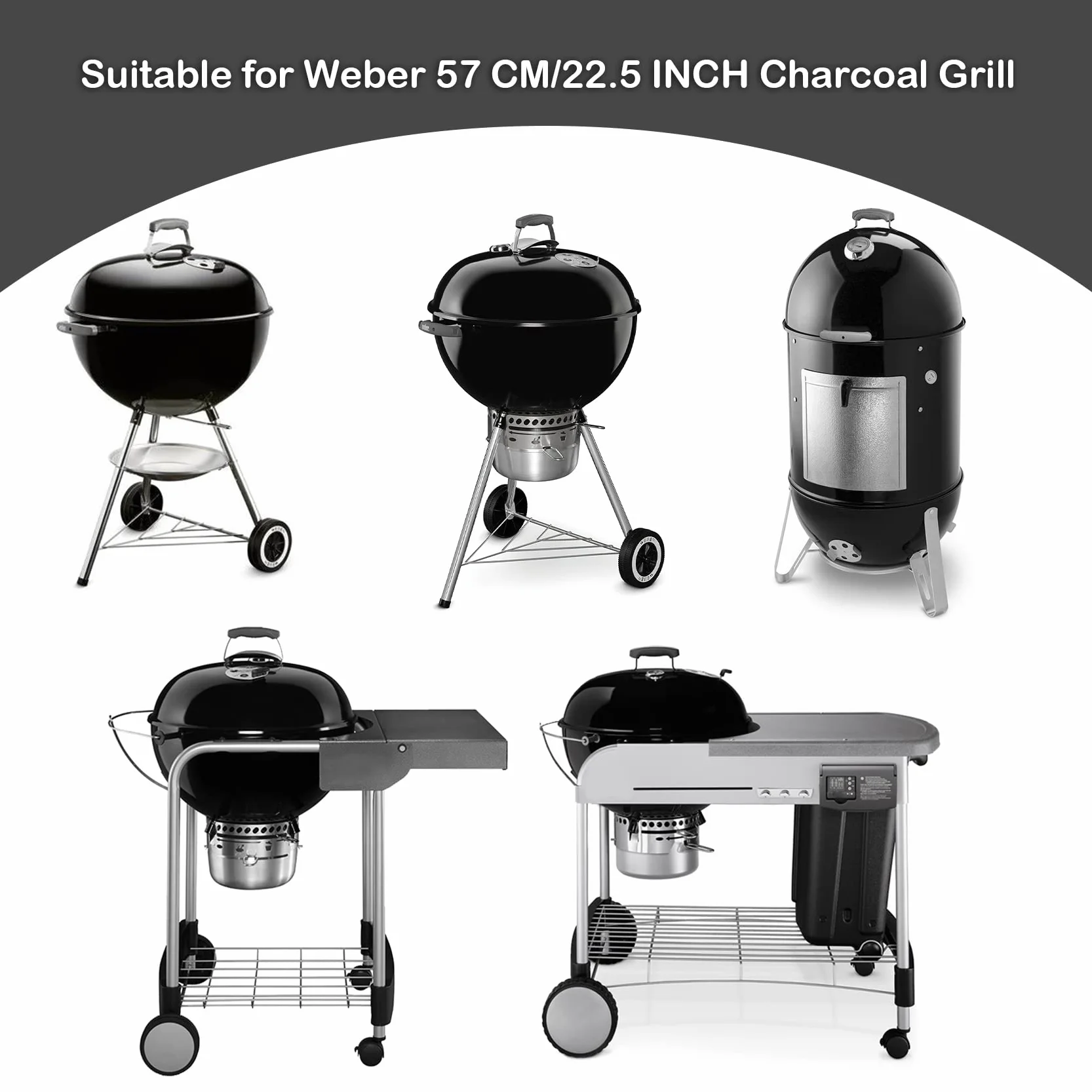 only fire Ruszt do gotowania ze stali nierdzewnej, ruszt do grilla BBQ z pojedynczym otworem z odpinanym uchwytem, do grilla na węgiel Weber 22 cali