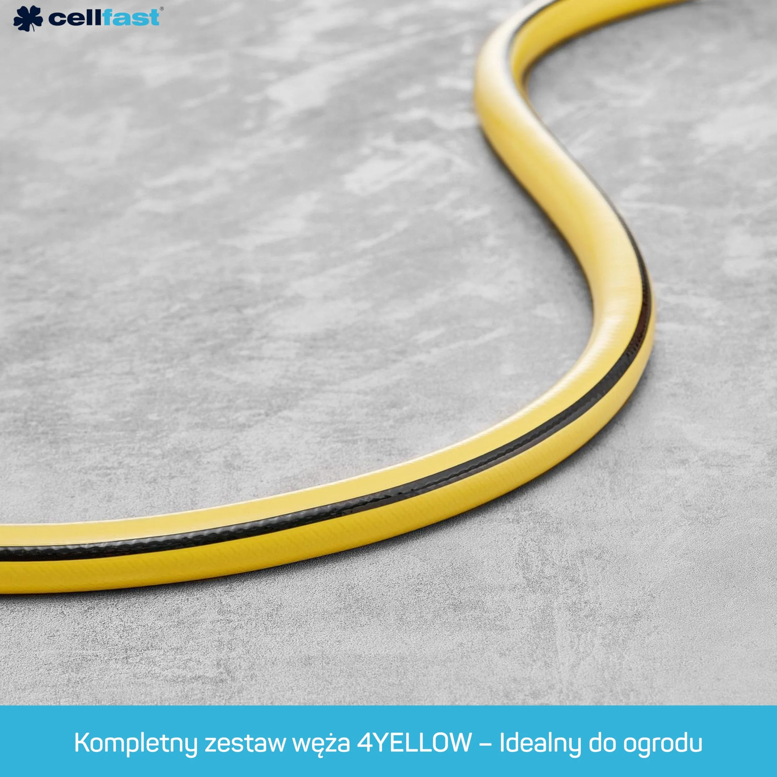 Cellfast Zestaw Wąż Ogrodowy YELLOW, Lekki, Wytrzymały, 4-Warstwowy, Zraszacz, Odporny na UV i Glony, odporność na skręcanie, Technologia REACH, 20 Bar, -10/+50°С temp. 1/2", 15m