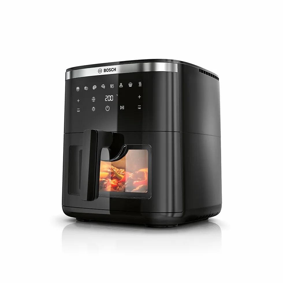 Bosch Air Fryer Serie 6, MAF671B0, pojemność XXL 7,2 l, 7 programów, podświetlane okienko, do 65% szybsze gotowanie, czarny