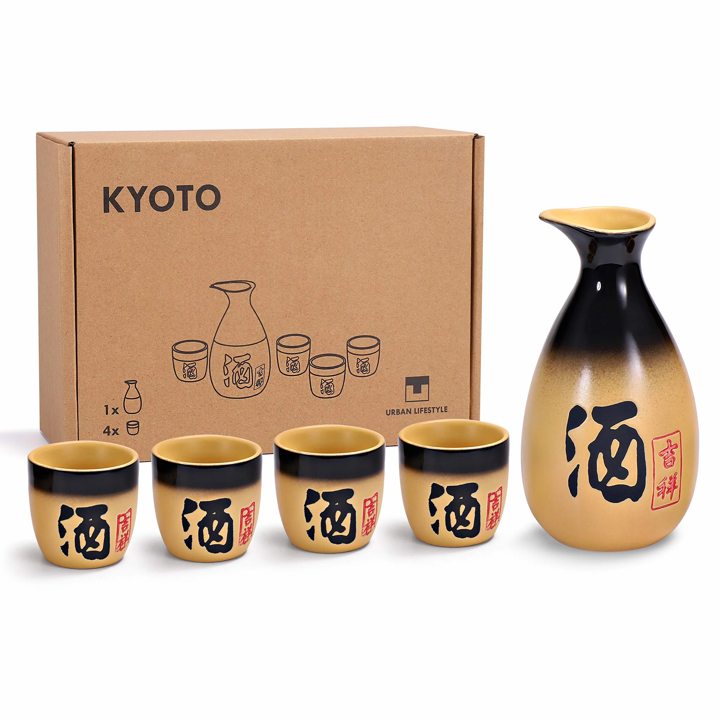 Zestaw do sake "Kyoto" 5-częściowy z kamionki, pojemność: 295 ml