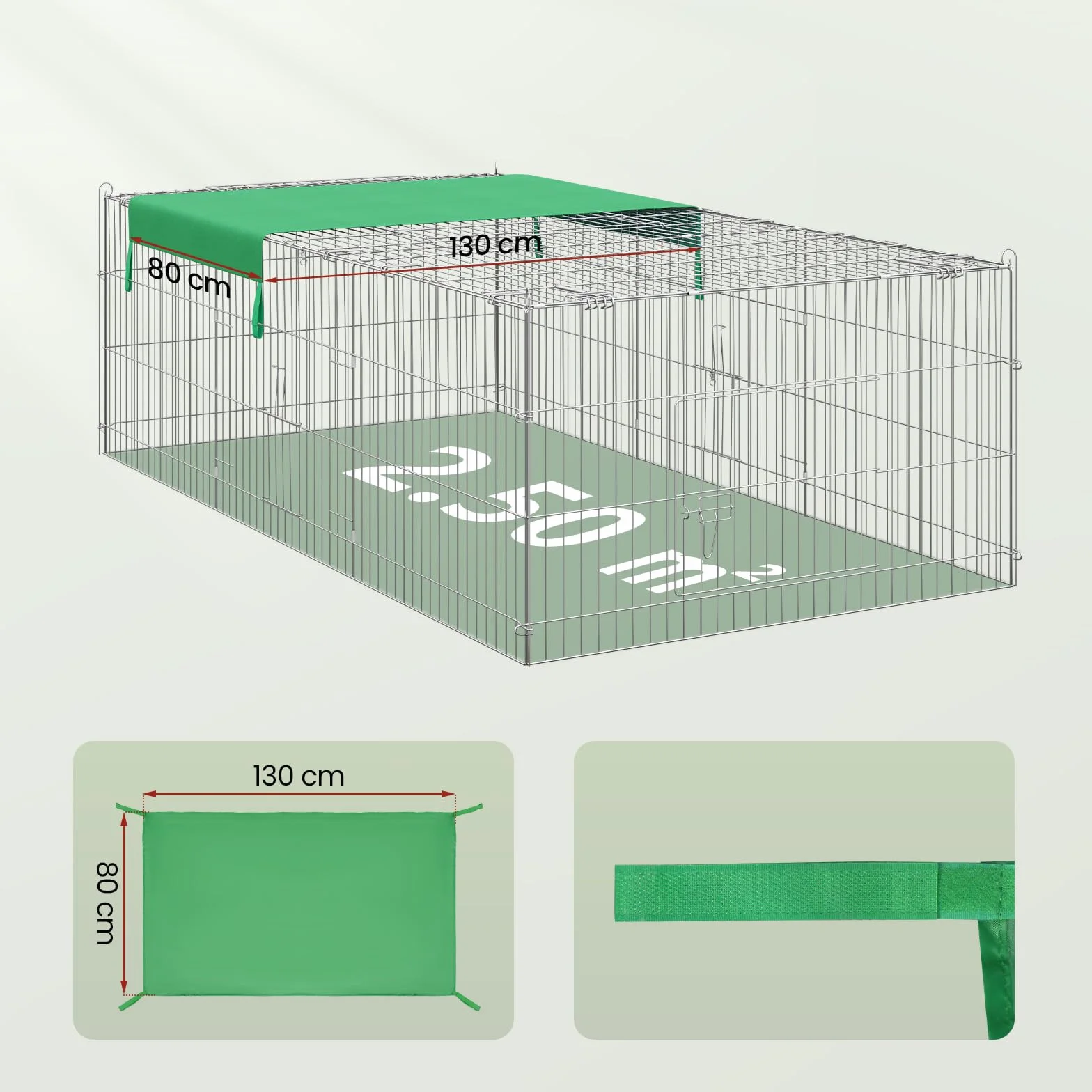 EUGAD Wybieg dla królików z ochroną przed słońcem 216 x 65 x 116 cm, wytrzymały zewnętrzny do ogrodu