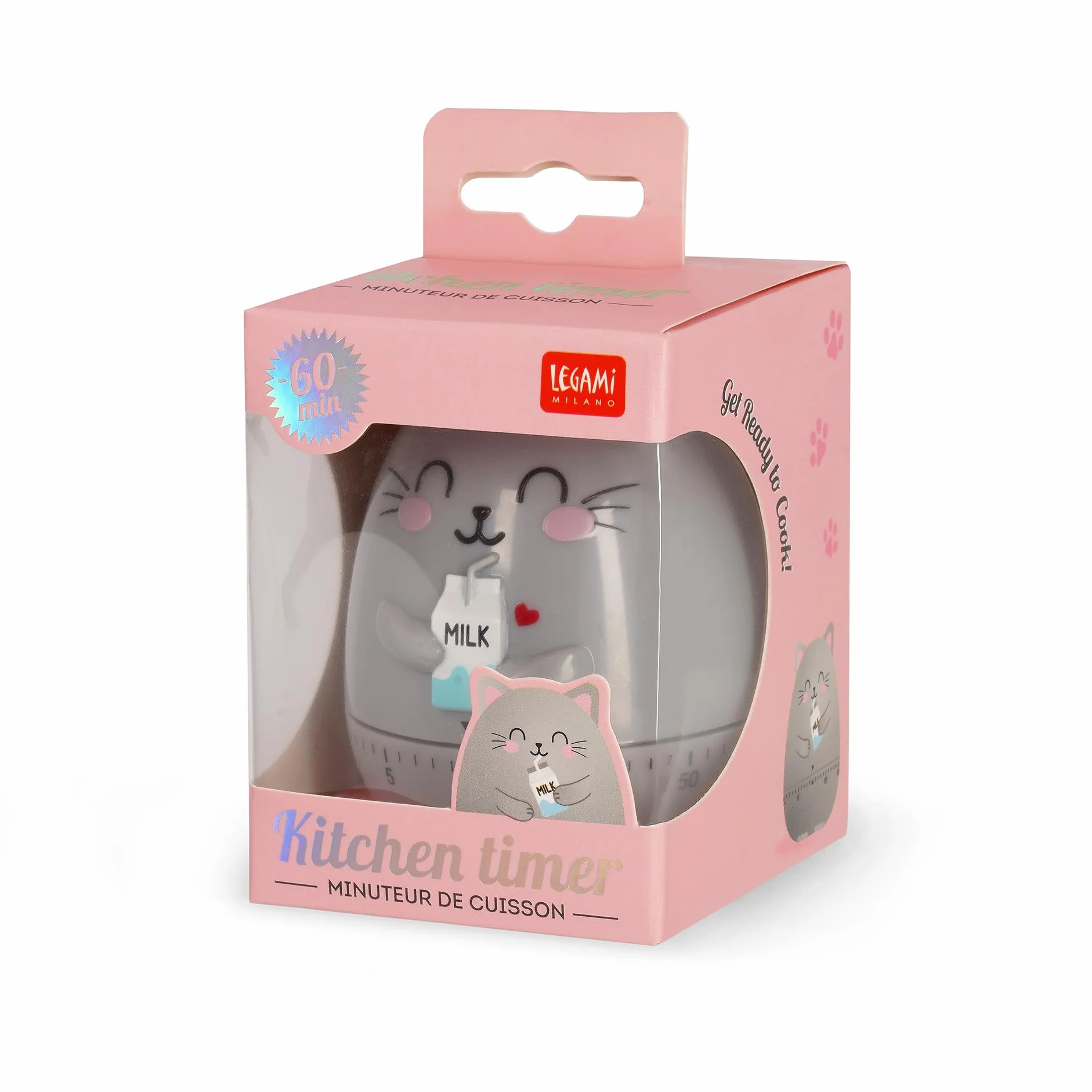 Legami Timer kuchenny, motyw Kitty, ręcznie regulowany, 60 minut, bez baterii, średnica 6 cm, wysokość 8 cm
