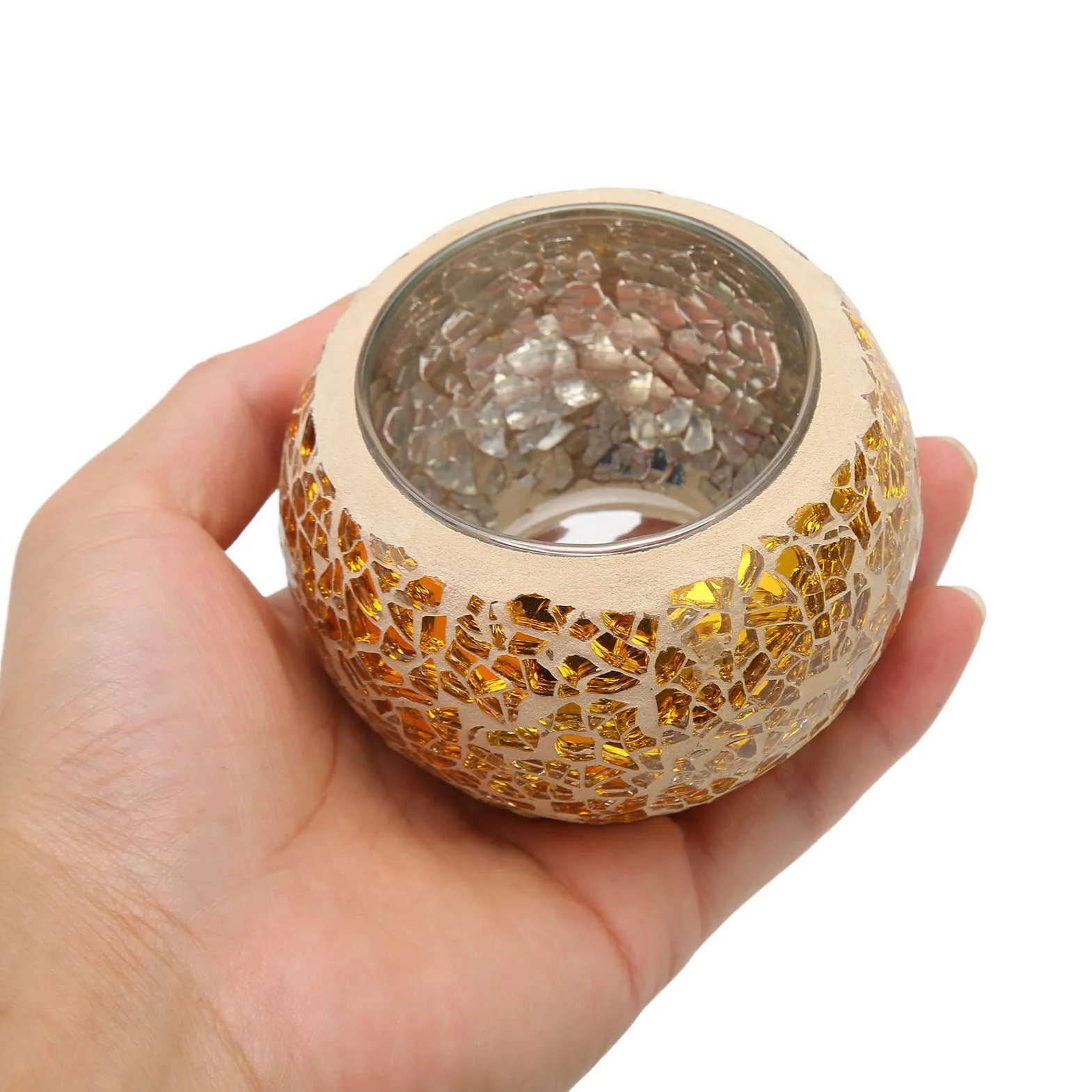 TEALIGHT Candle Holder, Gold Candle Holders Mosaic Glass Tealeght Candle Holder, Aromaterape Party Dekoracyjny Uchwyt świecy, Miski do Doniczki, Uchwyty na Długopis Biurowy